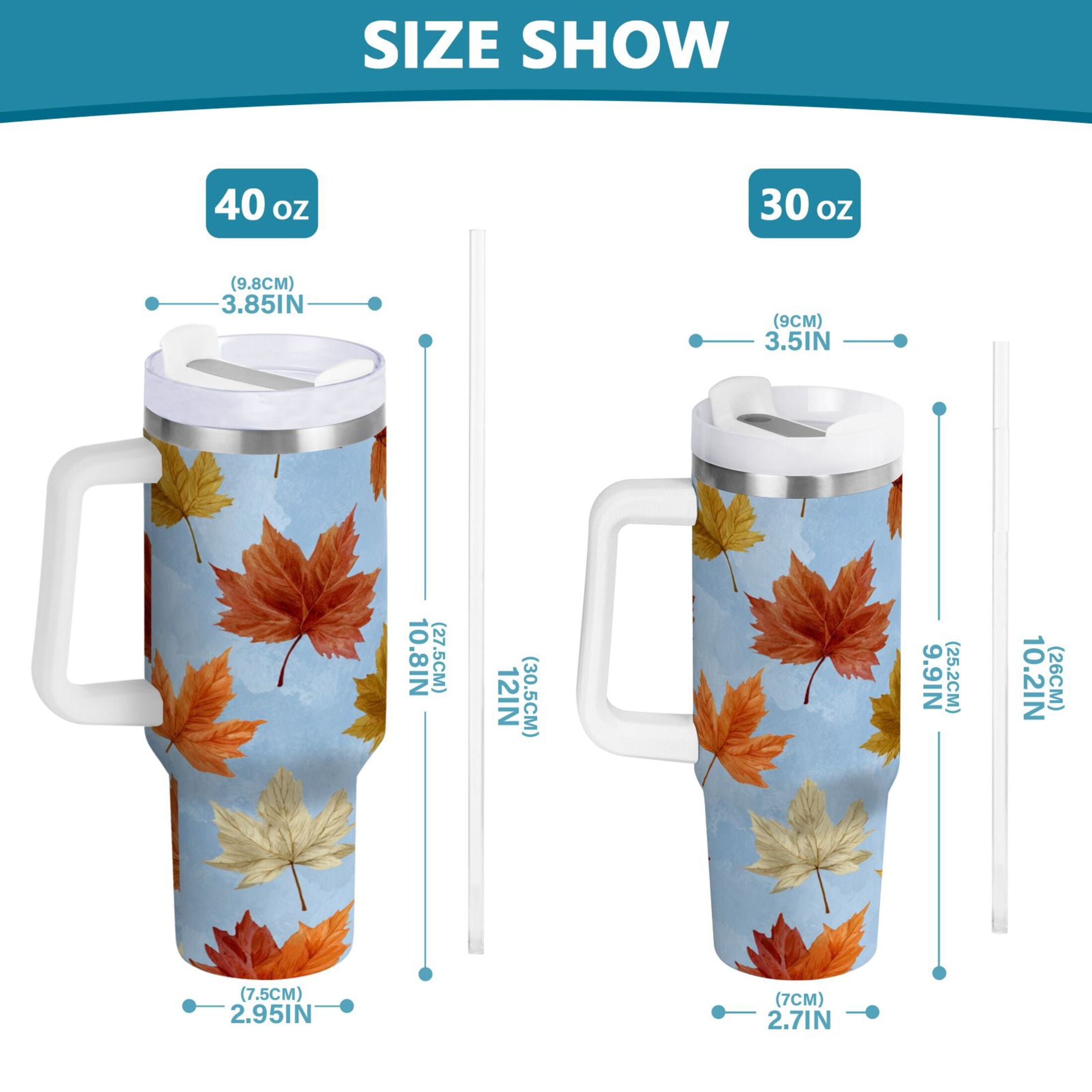 30 oz Insulated Stainless Steel Tumbler Double Wall Stainless Steel Tumbler with 2-Way Drinking Autumn Maple Leaves GIFZ