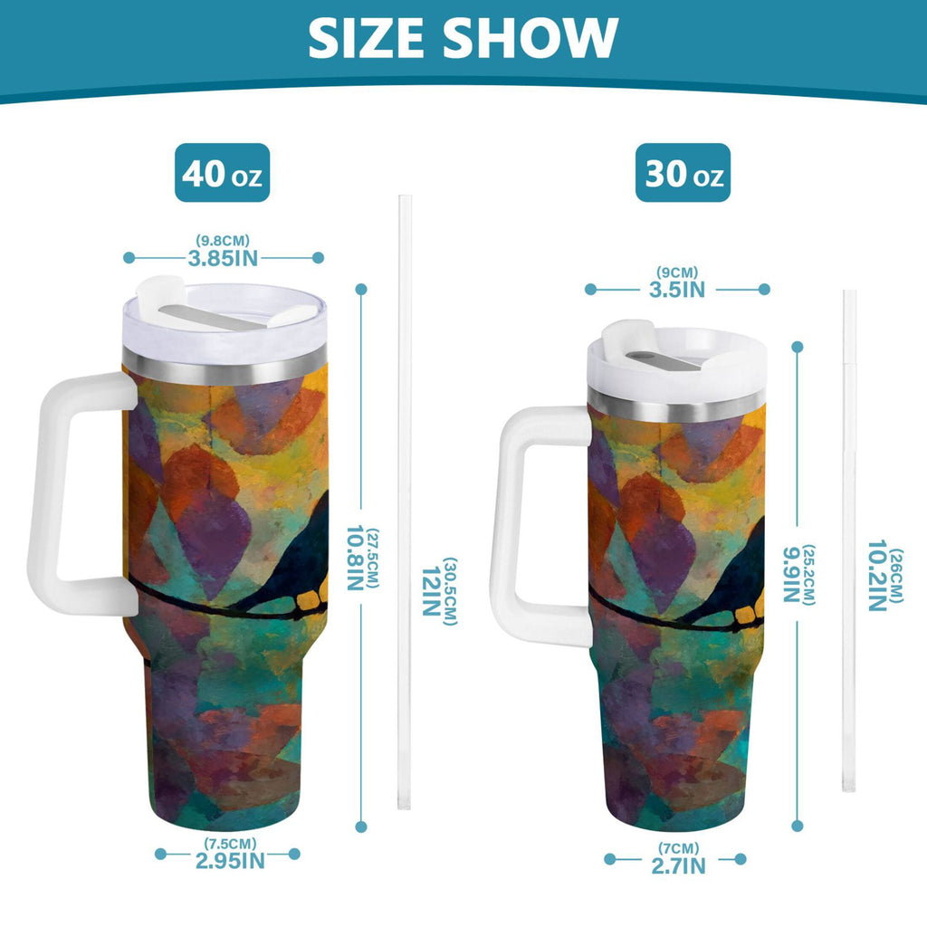30 oz Insulated Stainless Steel Tumbler Double Wall Stainless Steel Tumbler with 2-Way Drinking Birds on A Wire 6VWE