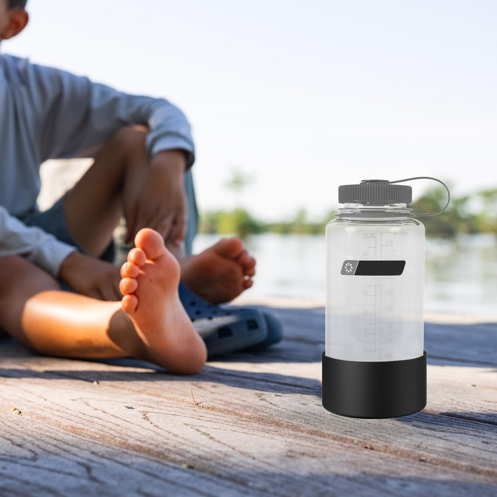 Linkidea 2 Pack Water Bottle Boot Compatible with Nalgene Sustain Wide Mouth 32oz/48oz, Narrow Mouth 32oz, Silicone Anti-Slip Bottle Bottom Bumper Protector (Black) LYNJ
