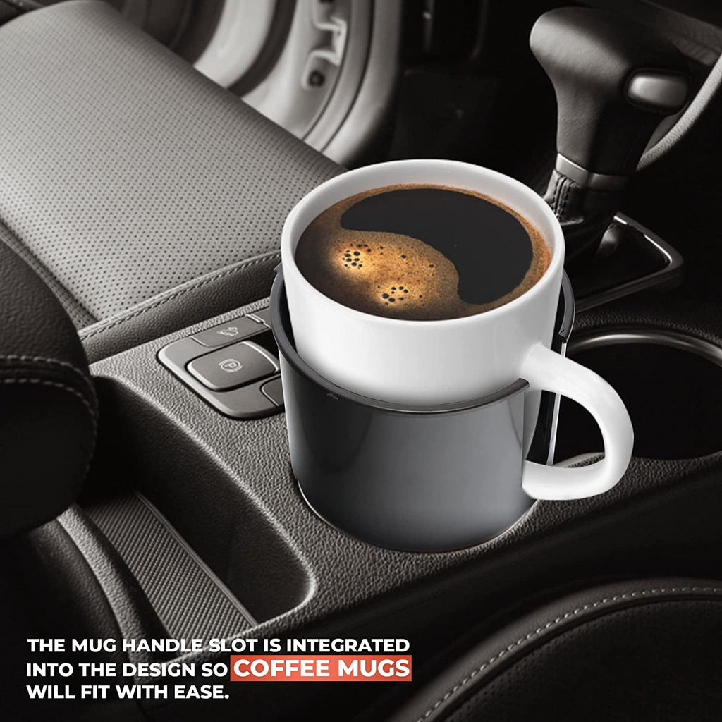 Cup Holder Expander - Fits Hydro Flasks 32/40 oz, Nalgene,  &amp; Large Bottles up to 3.8  Wide - for  up to 3.2  Wide - Black KH80