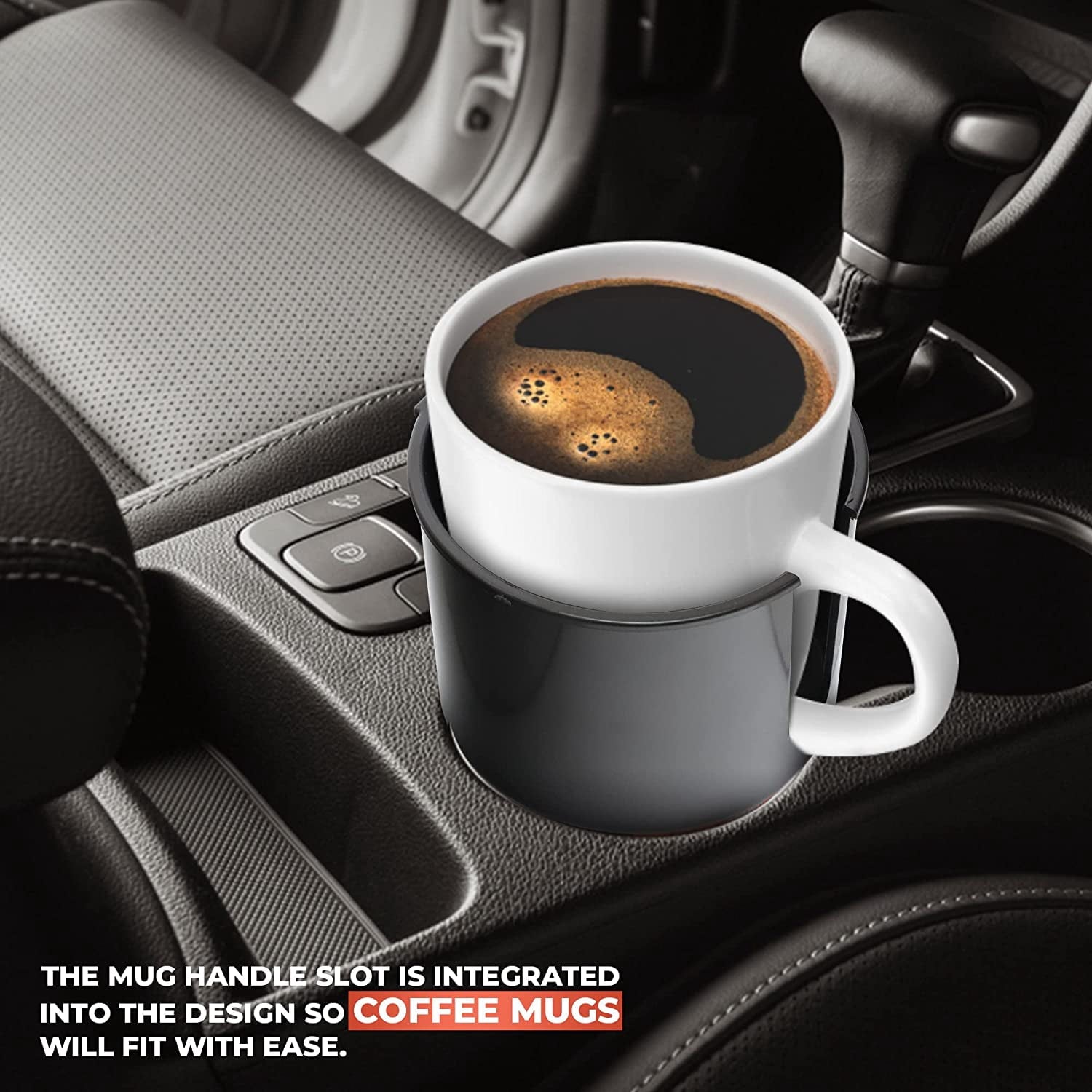 Cup Holder Expander - Fits Hydro Flasks 32/40 oz, Nalgene,  &amp; Large Bottles up to 3.8  Wide - for  up to 3.2  Wide - Black KH80