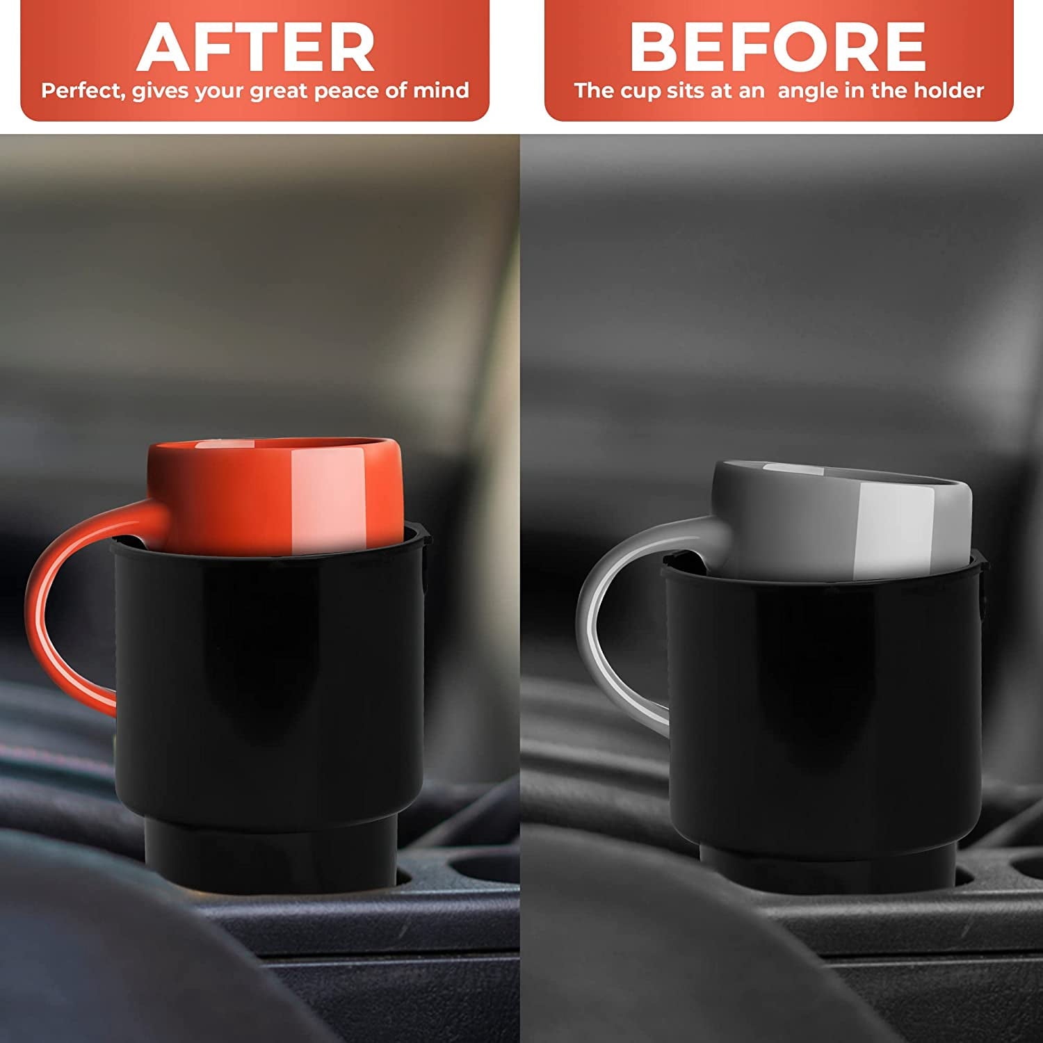 Cup Holder Expander - Fits Hydro Flasks 32/40 oz, Nalgene,  &amp; Large Bottles up to 3.8  Wide - for  up to 3.2  Wide - Black KH80