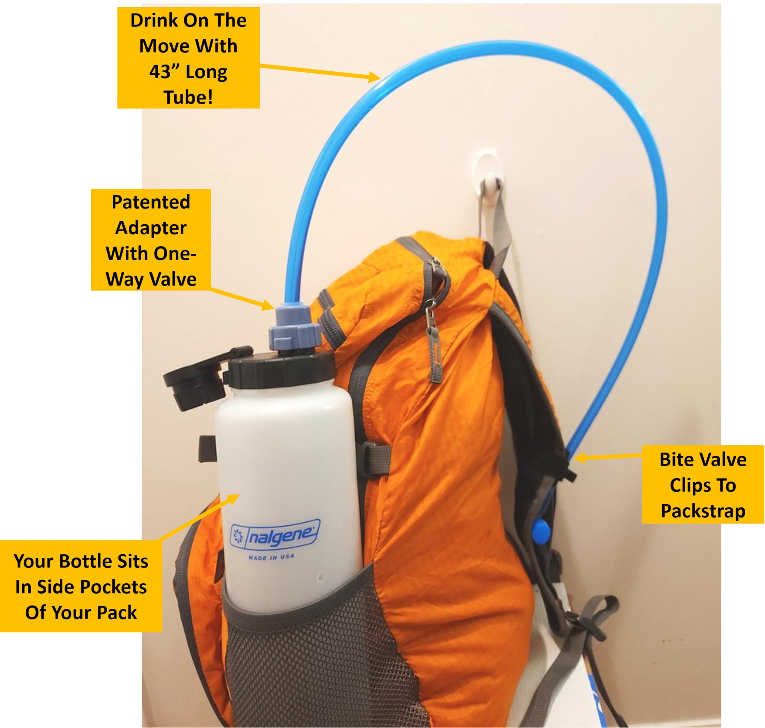 Universal Hydration Adapter for Nalgene Smartwater Bottles 28mm Wide Mouth, Flip Top Spout Lid with Loop, Hiking Running Cycling Accessory, Blue MANU
