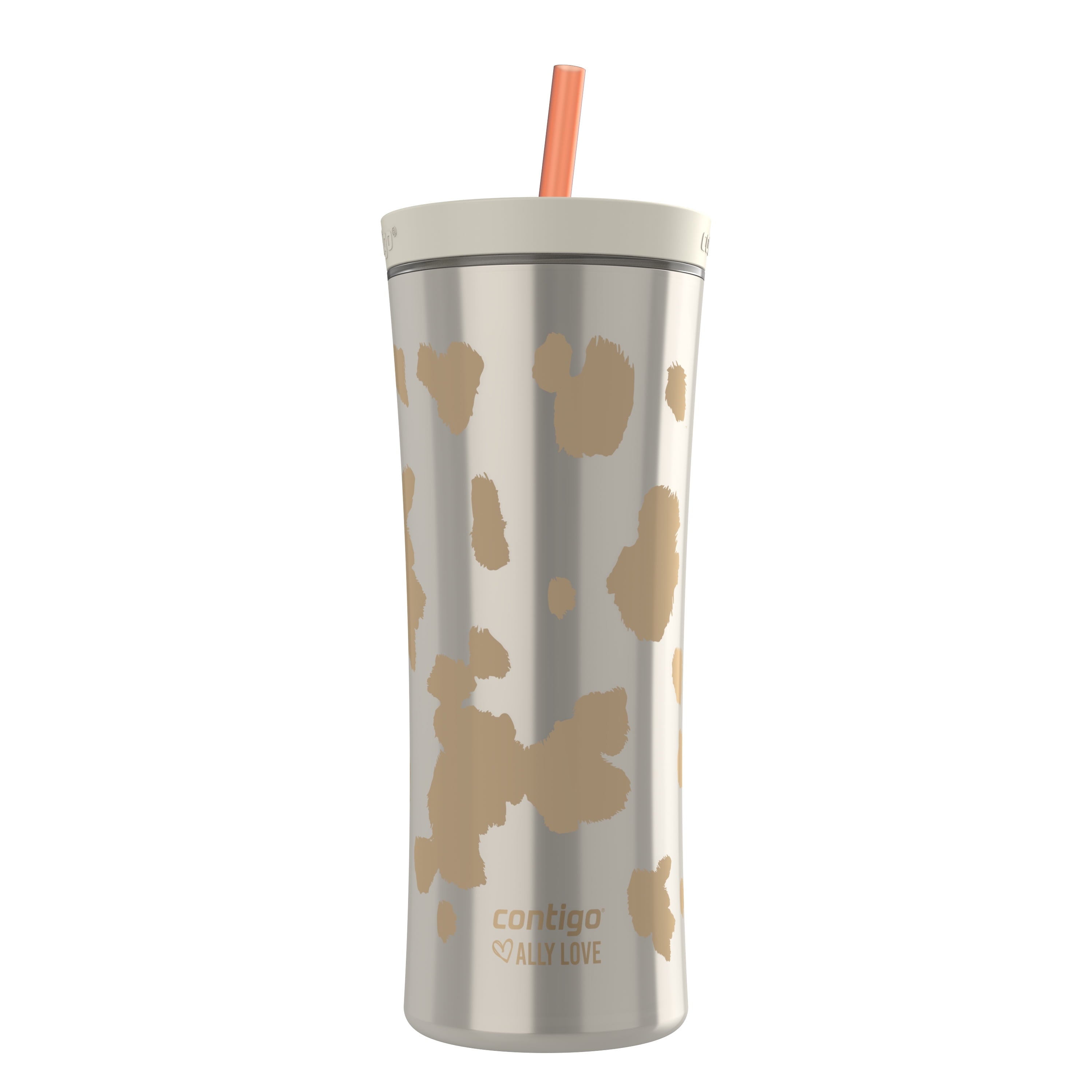 Contigo 20oz Shake &amp; Go Tumbler, Plastic with Straw, Oatmilk Cowhide Couture GBKA