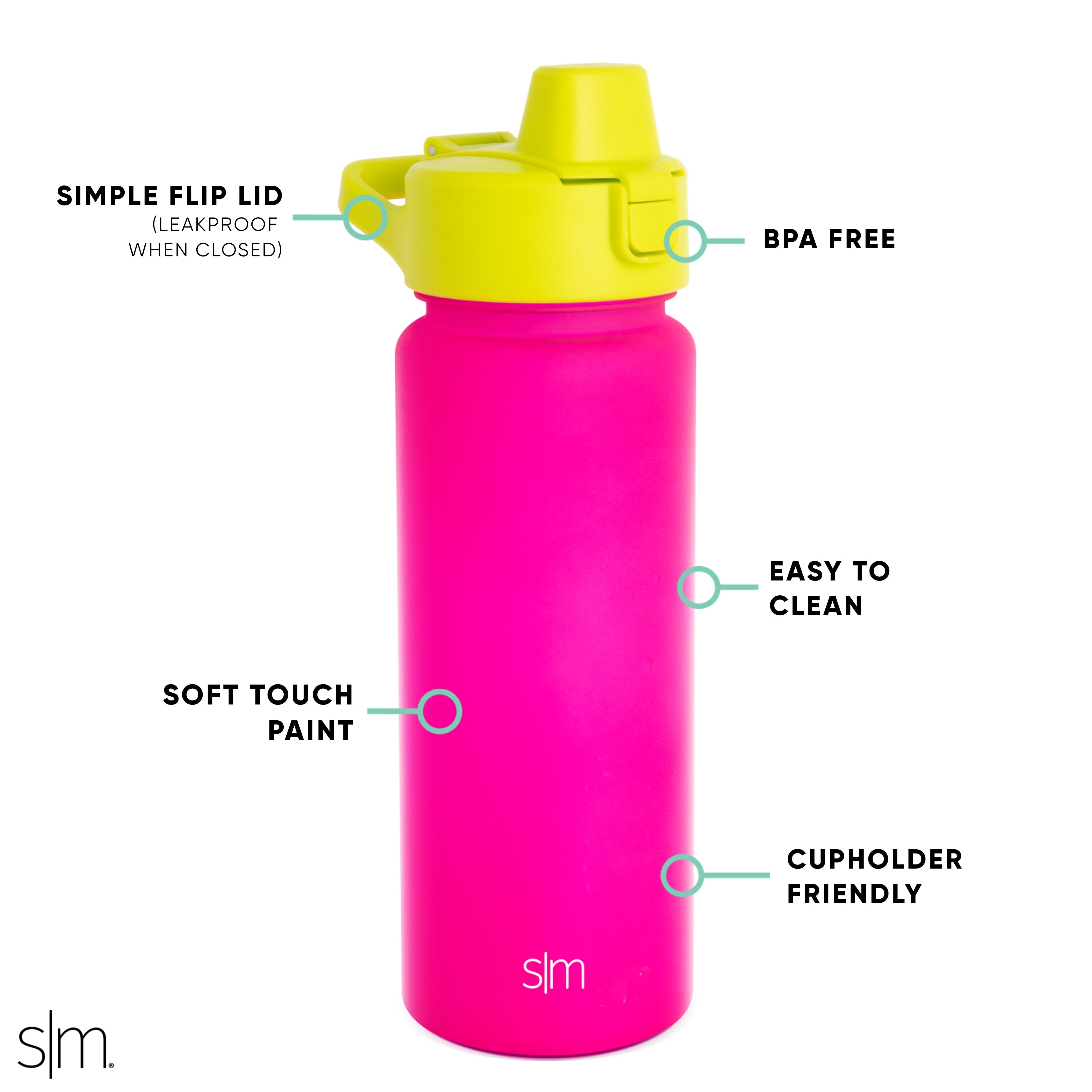 Simple Modern 22 fl oz Reusable Tritan Summit Water Bottle with Silicone Straw Lid|Raspberry Chartreuse MRVK