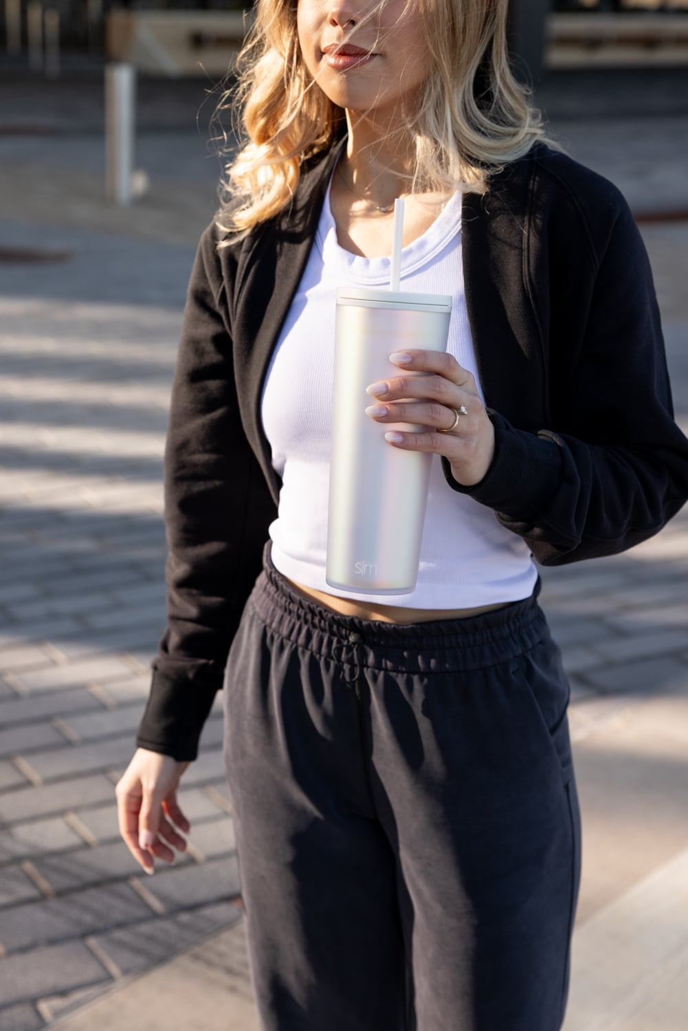 Simple Modern 24 fl oz Double Wall Plastic Classic Tumbler with Straw|Opalescent SNWQ