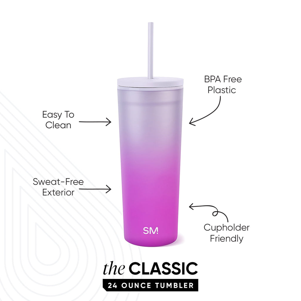 Simple Modern 24 fl oz Double Wall Plastic Classic Tumbler with Straw|Opalescent SNWQ