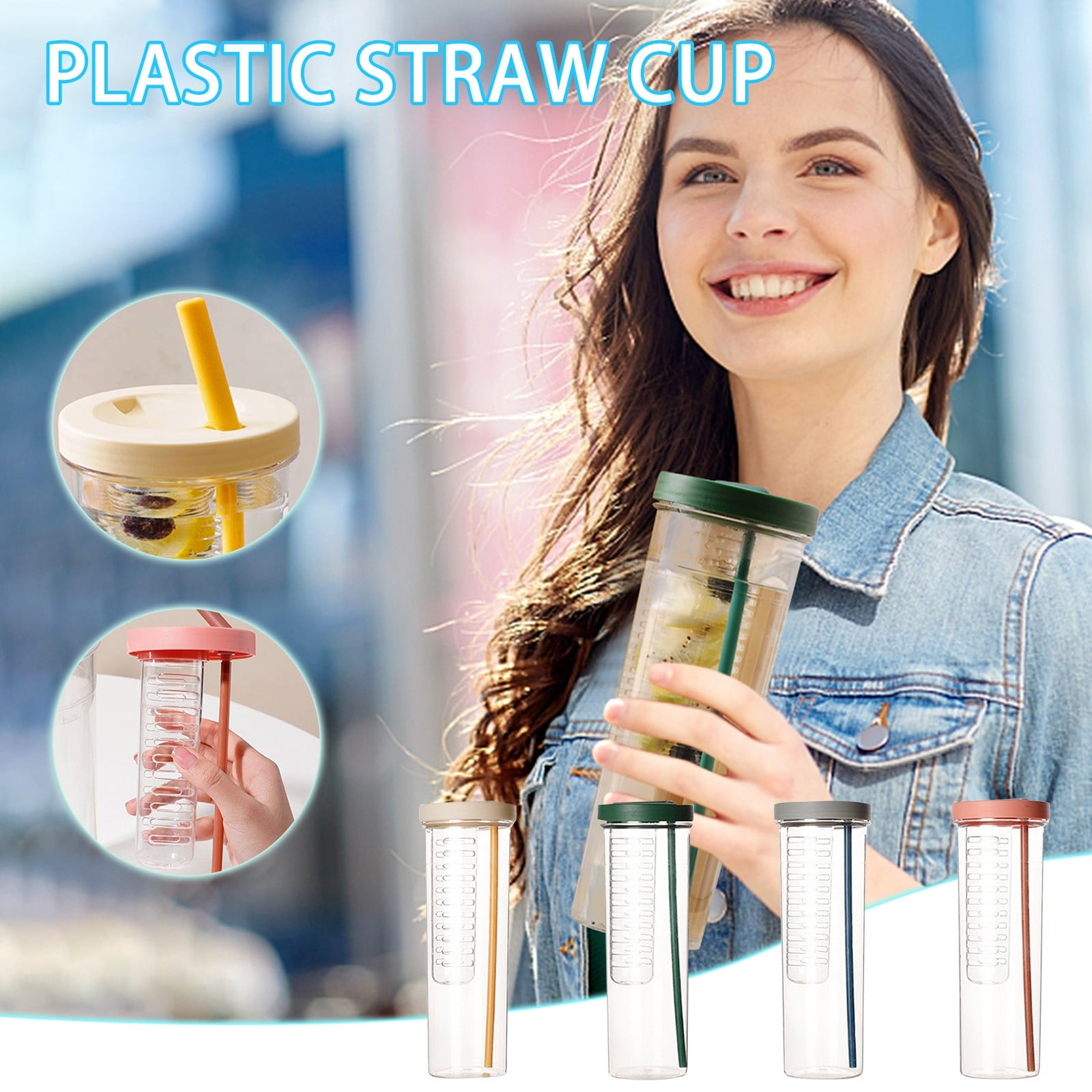 AURIGATE Simple Modern Plastic Tumbler with Lid and Straw Reusable BPA Free Iced Coffee Cups Double Wall Smoothie Cup Gifts for Women Men Him Her Classic Collection A5CI