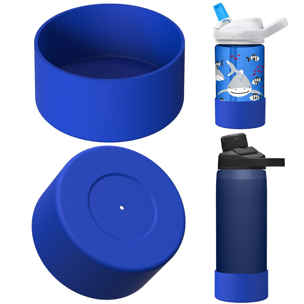 Linkidea 2 Pack Water Bottle Boot Compatible with CamelBak Eddy+20oz/25oz, Chute Mag 20oz/25oz, Carry Cap, Silicone Anti-Slip Bottle Bottom Bumper Protector (Navy Blue) 9KJB