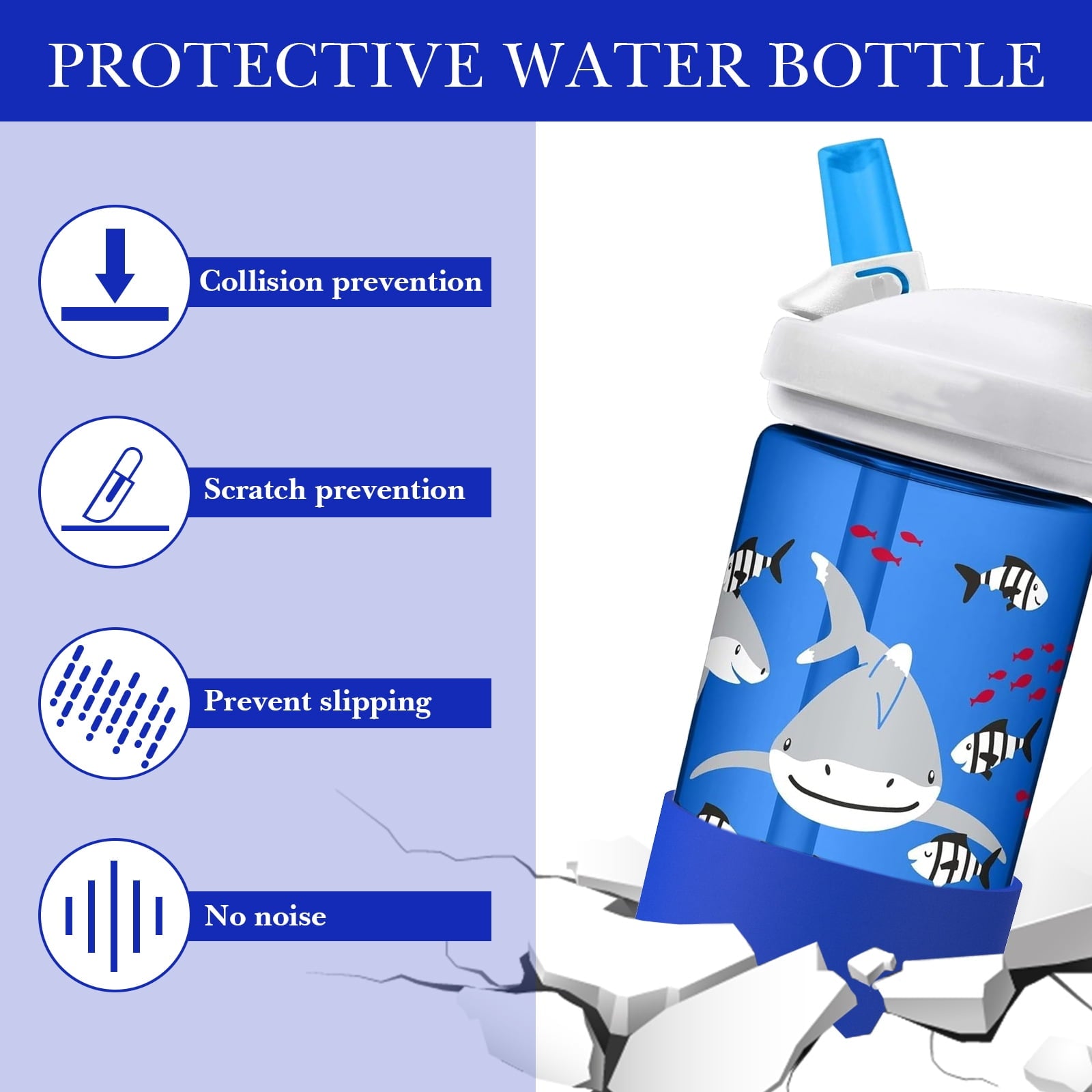 Linkidea 2 Pack Water Bottle Boot Compatible with CamelBak Eddy+20oz/25oz, Chute Mag 20oz/25oz, Carry Cap, Silicone Anti-Slip Bottle Bottom Bumper Protector (Navy Blue) 9KJB