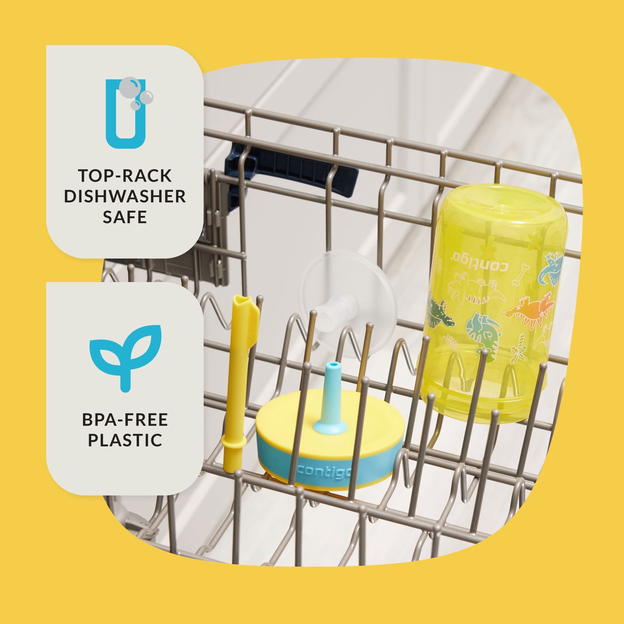 Contigo Kids Leighton Spill-Proof Tumbler with Straw, 14 oz, Yellow I1IZ