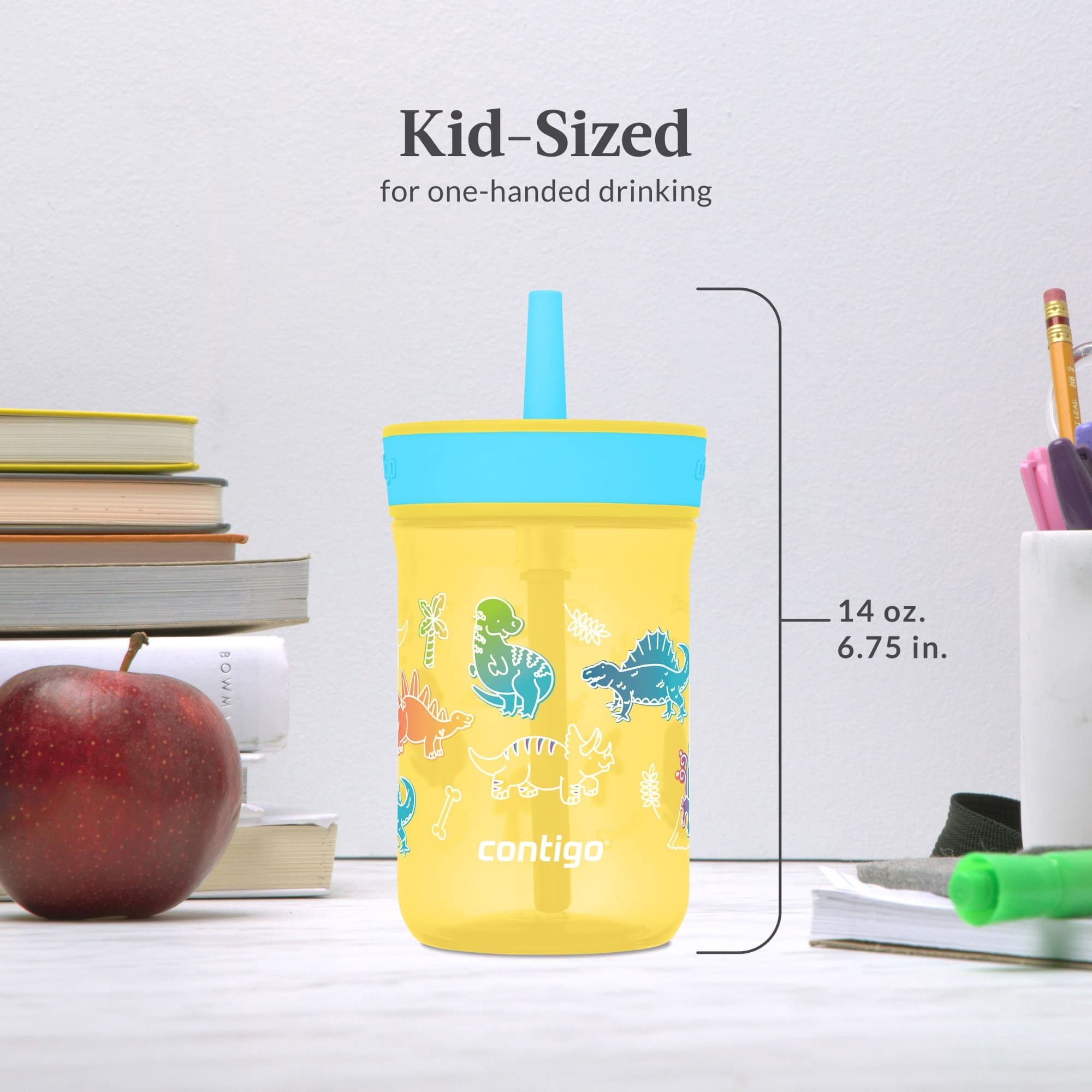 Contigo Kids Leighton Spill-Proof Tumbler with Straw, 14 oz, Yellow I1IZ