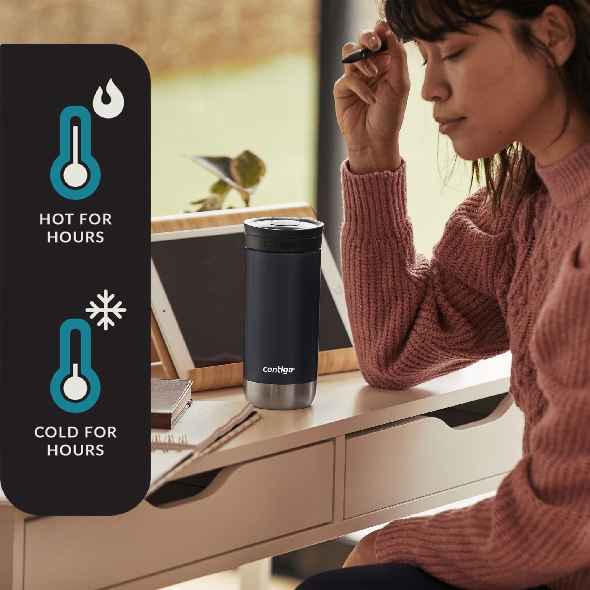 Contigo 16 oz. Huron 2.0 SnapSeal Stainless Steel Travel Mug - Licorice P75L