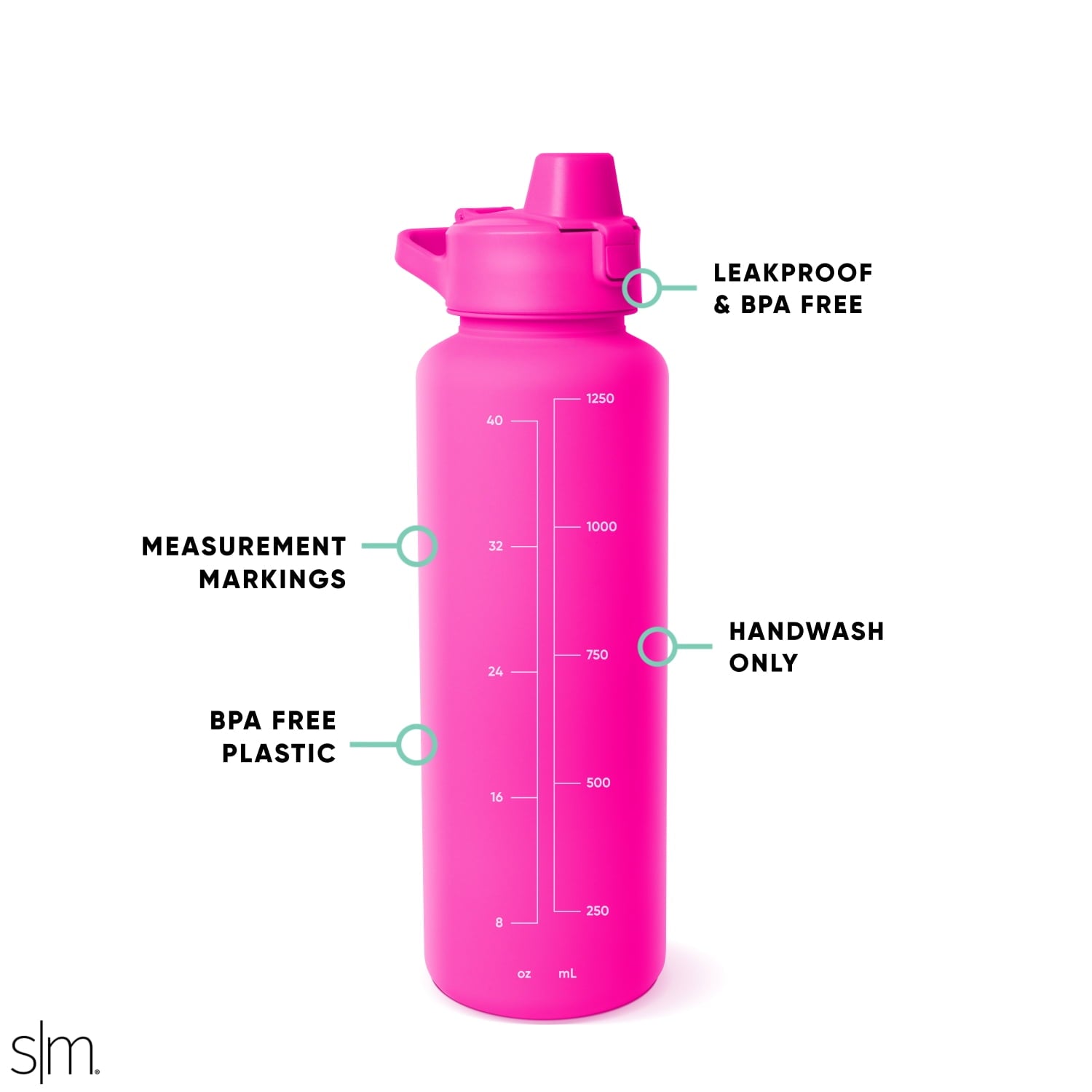 Simple Modern 48 fl oz Reusable Tritan Summit Water Bottle with Silicone Straw Lid|Raspberry Vibes QHG9