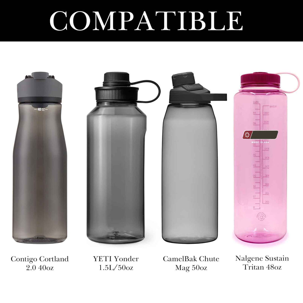 Linkidea Sports Water Bottle Carrier with Strap Compatible with Nalgene Sustain Tritan 48oz, CamelBak Chute Mag 50oz, Thick Waterbottle Cooler Bag Holder Shoulder Strap, Black I6II