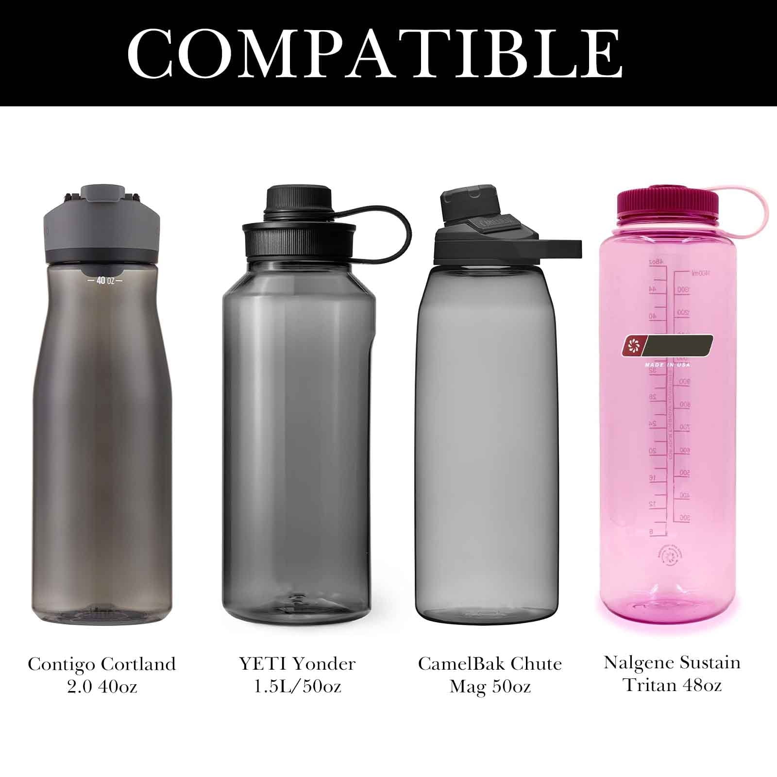 Linkidea Sports Water Bottle Carrier with Strap Compatible with Nalgene Sustain Tritan 48oz, CamelBak Chute Mag 50oz, Thick Waterbottle Cooler Bag Holder Shoulder Strap, Black I6II