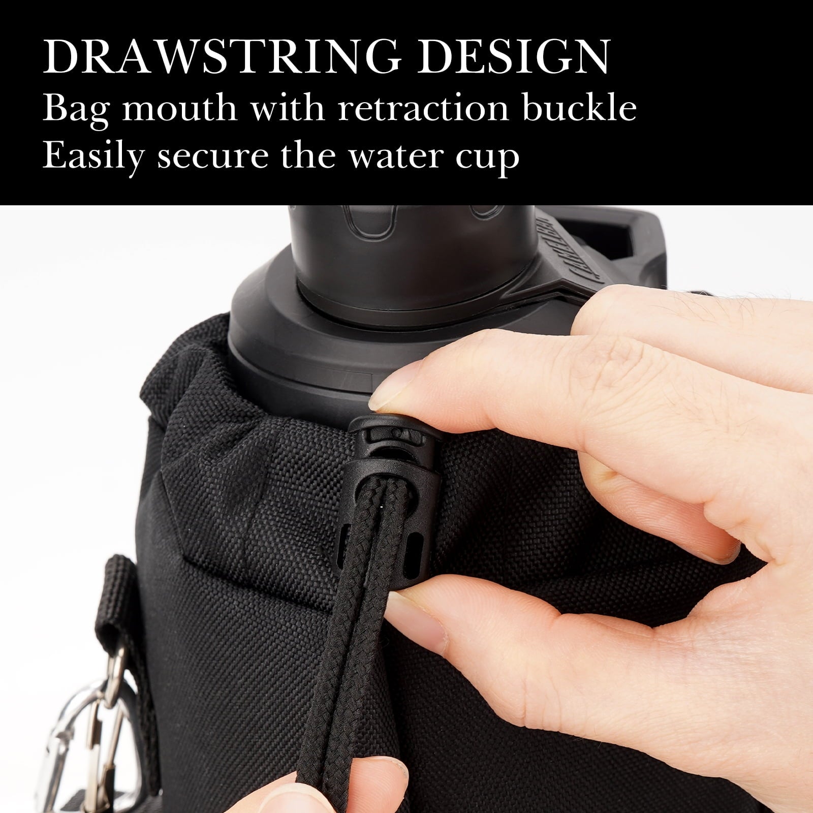 Linkidea Sports Water Bottle Carrier with Strap Compatible with Nalgene Sustain Tritan 48oz, CamelBak Chute Mag 50oz, Thick Waterbottle Cooler Bag Holder Shoulder Strap, Black I6II