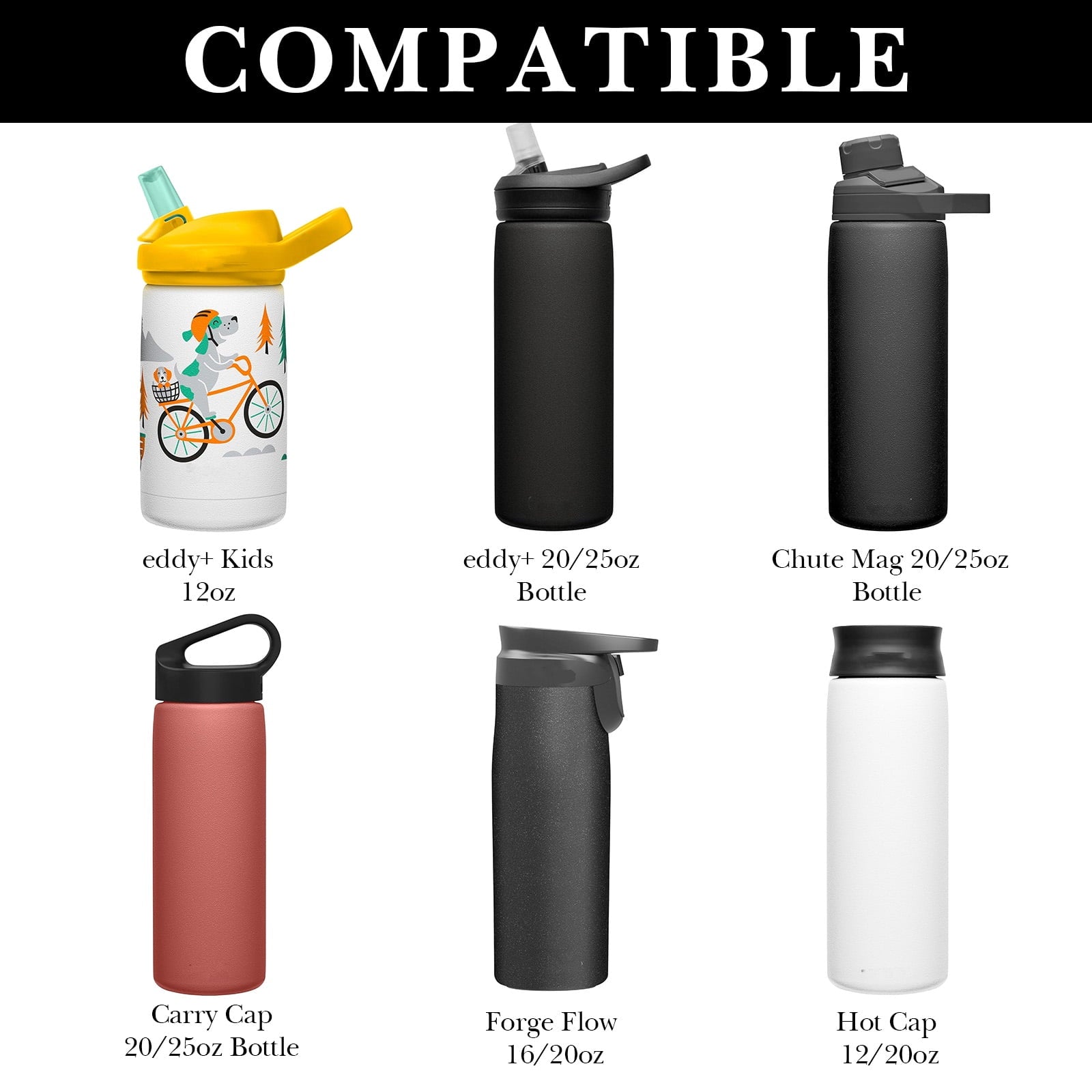 Linkidea 6 Pack Water Bottle Bottom Pad Compatible with CamelBak eddy+ Steel Bottle 20/25oz, Chute Mag Bottle, Silicone Anti-Slip Waterbottle Base Silencer Rubber Protector 81LB