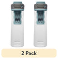 (2 pack) Contigo Clybourn Plastic FreeFlow Filter Water Bottle with AUTOSEAL Lid 24 oz., Salt, with Replacable Filter 4PBL