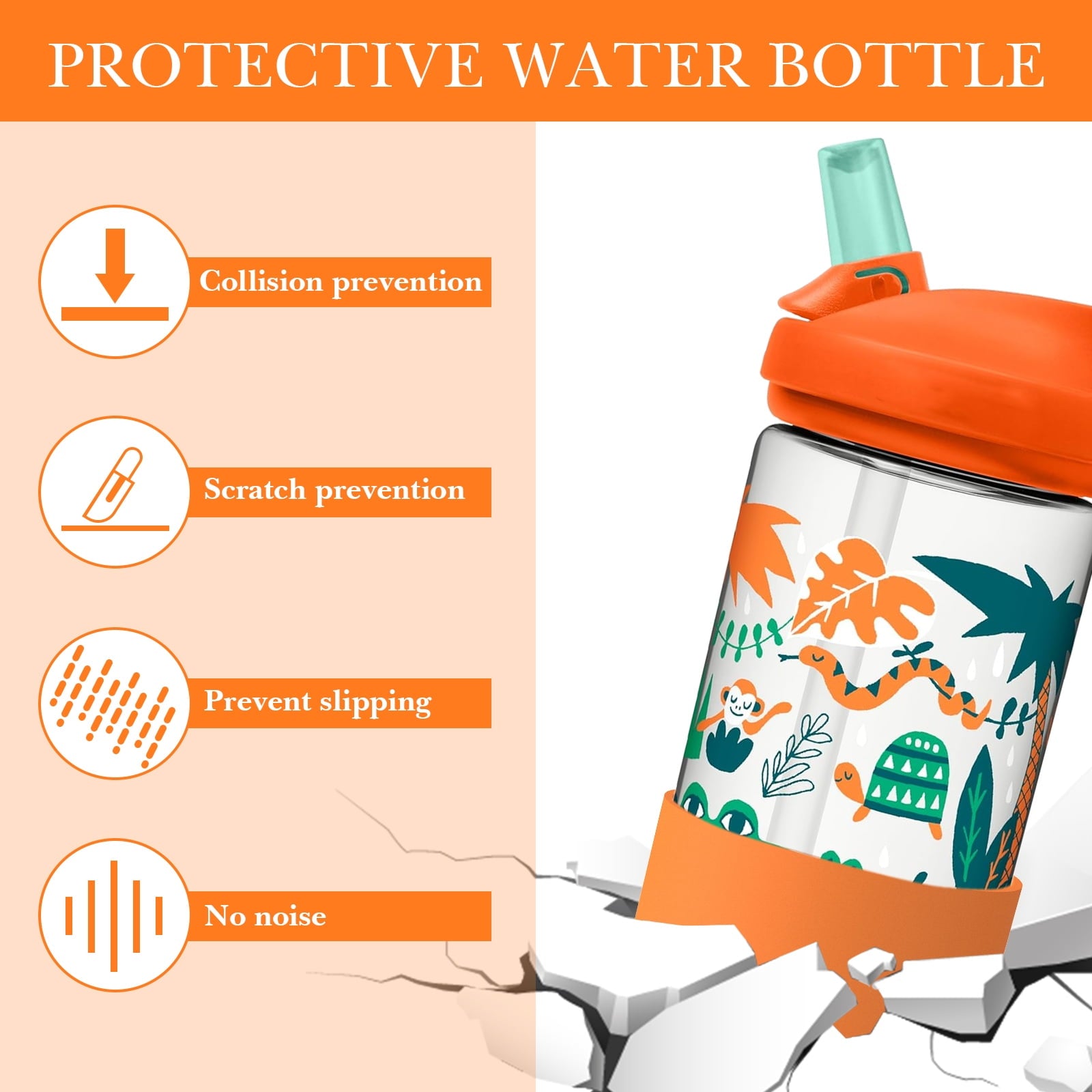 Linkidea 2 Pack Water Bottle Boot Compatible with CamelBak Eddy+20oz/25oz, Chute Mag 20oz/25oz, Carry Cap, Silicone Anti-Slip Bottle Bottom Bumper Protector (Orange) 0LNW