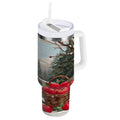 30 oz Insulated Stainless Steel Tumbler Double Wall Stainless Steel Tumbler with 2-Way Drinking Apples and Baskets D43T