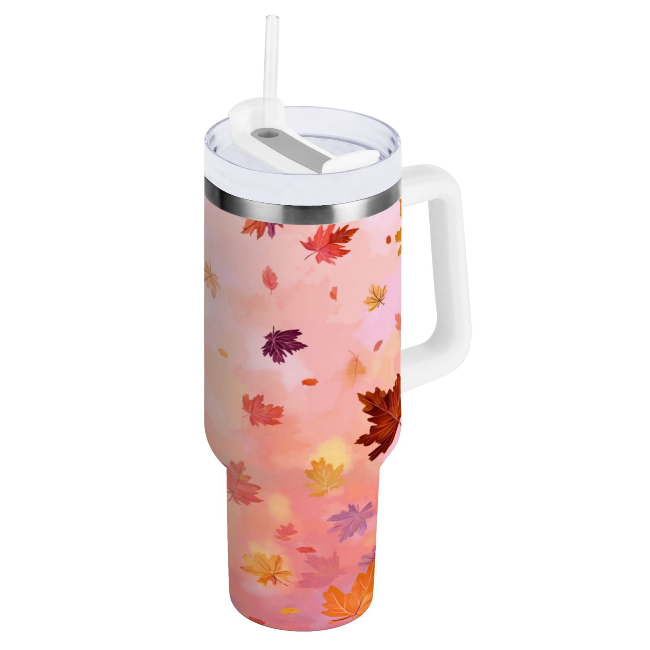 30 oz Insulated Stainless Steel Tumbler Double Wall Stainless Steel Tumbler with 2-Way Drinking Autumn Leaves Falling IOW4