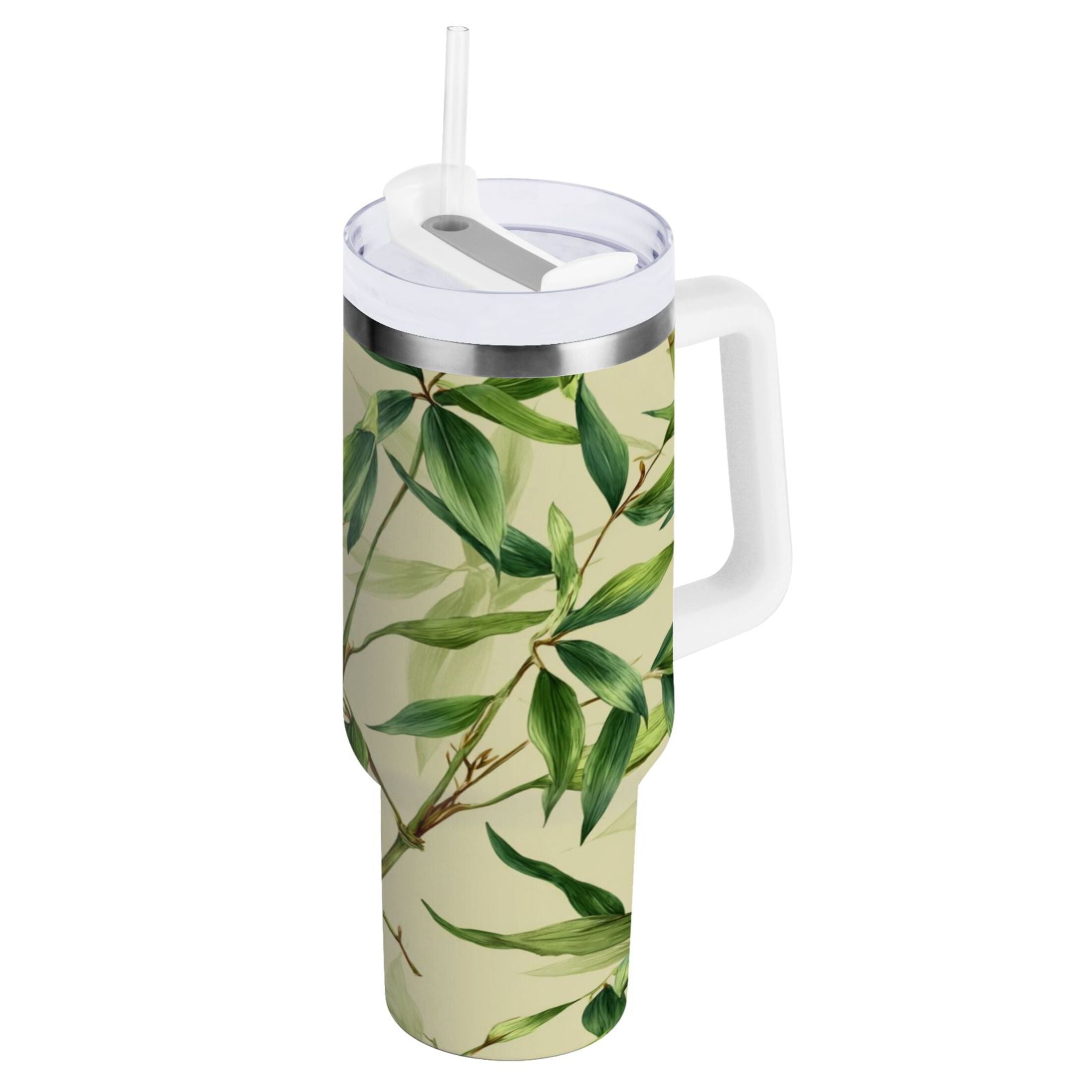30 oz Insulated Stainless Steel Tumbler Double Wall Stainless Steel Tumbler with 2-Way Drinking Bamboo Pattern JN9Y