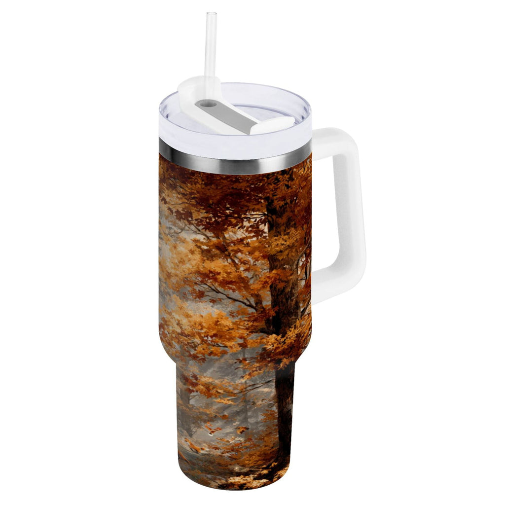 30 oz Insulated Stainless Steel Tumbler Double Wall Stainless Steel Tumbler with 2-Way Drinking Beautiful Autumn Forest PS6I