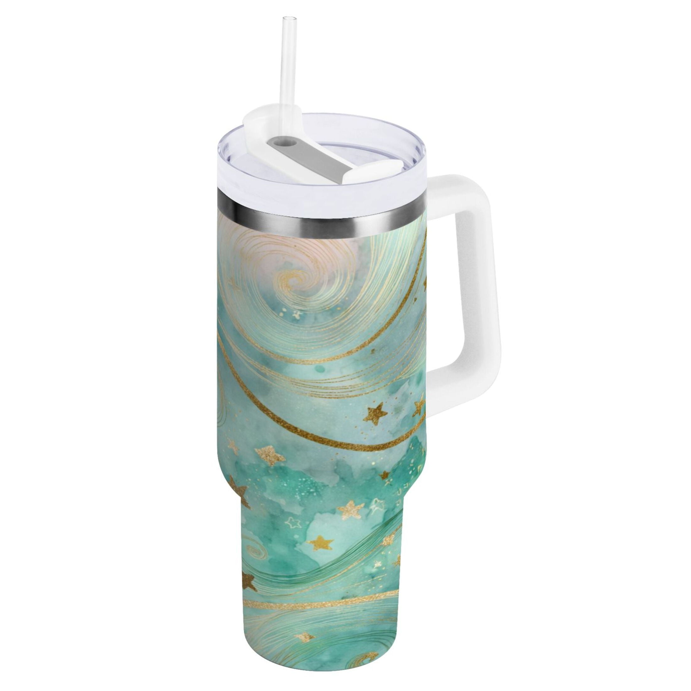 30 oz Insulated Stainless Steel Tumbler Double Wall Stainless Steel Tumbler with 2-Way Drinking Beautiful Swirling Lines 52MI