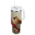 30 oz Insulated Stainless Steel Tumbler Double Wall Stainless Steel Tumbler with 2-Way Drinking Bird and Snow-covered Trees CZUM