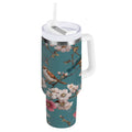 30 oz Insulated Stainless Steel Tumbler Double Wall Stainless Steel Tumbler with 2-Way Drinking Birds and Cherry Pattern 8ZIO