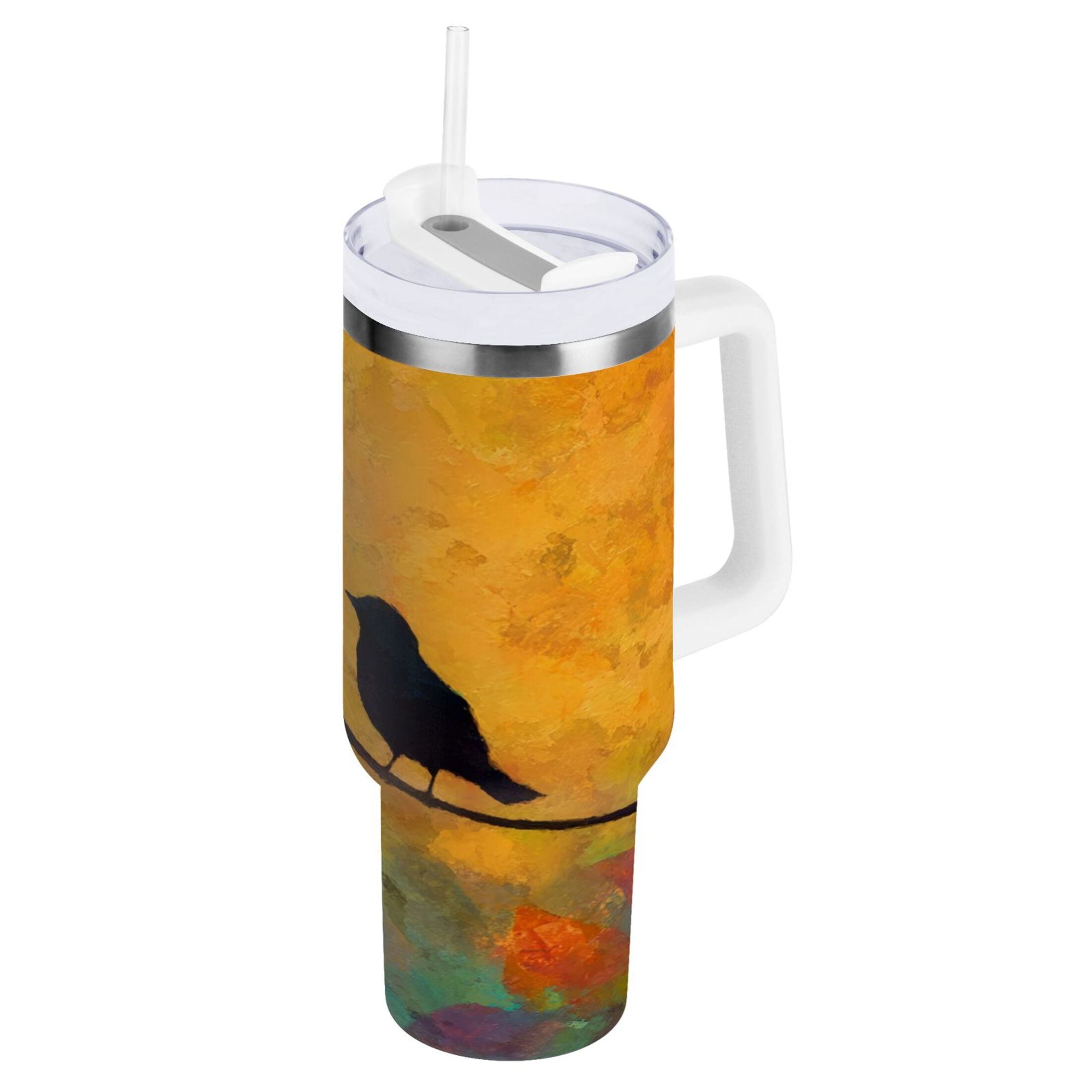 30 oz Insulated Stainless Steel Tumbler Double Wall Stainless Steel Tumbler with 2-Way Drinking Birds on A Wire 6VWE