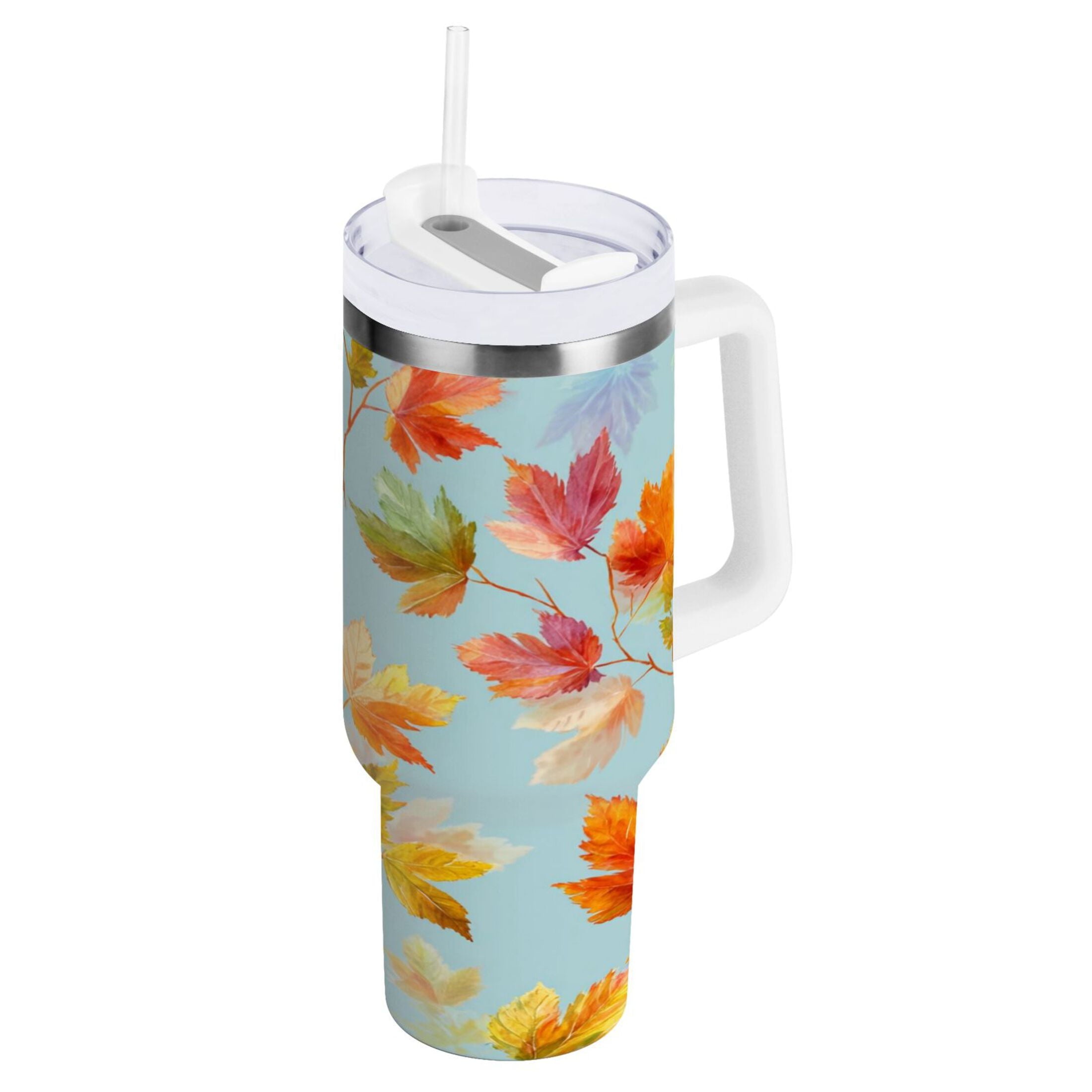 30 oz Insulated Stainless Steel Tumbler Double Wall Stainless Steel Tumbler with 2-Way Drinking Colorful Autumn Maple Leaves MADH