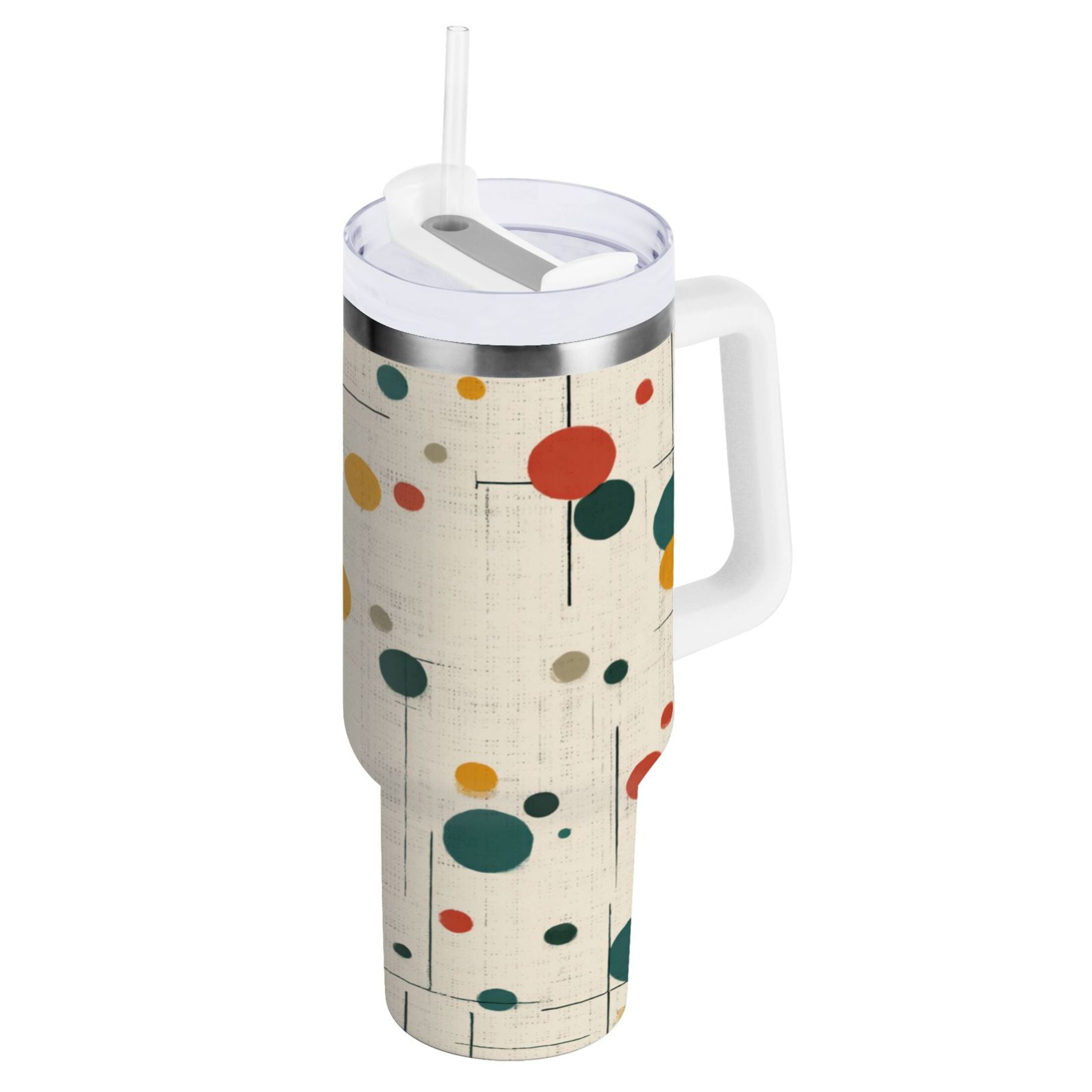 30 oz Insulated Stainless Steel Tumbler Double Wall Stainless Steel Tumbler with 2-Way Drinking Colorful Dots and Lines 8M2B