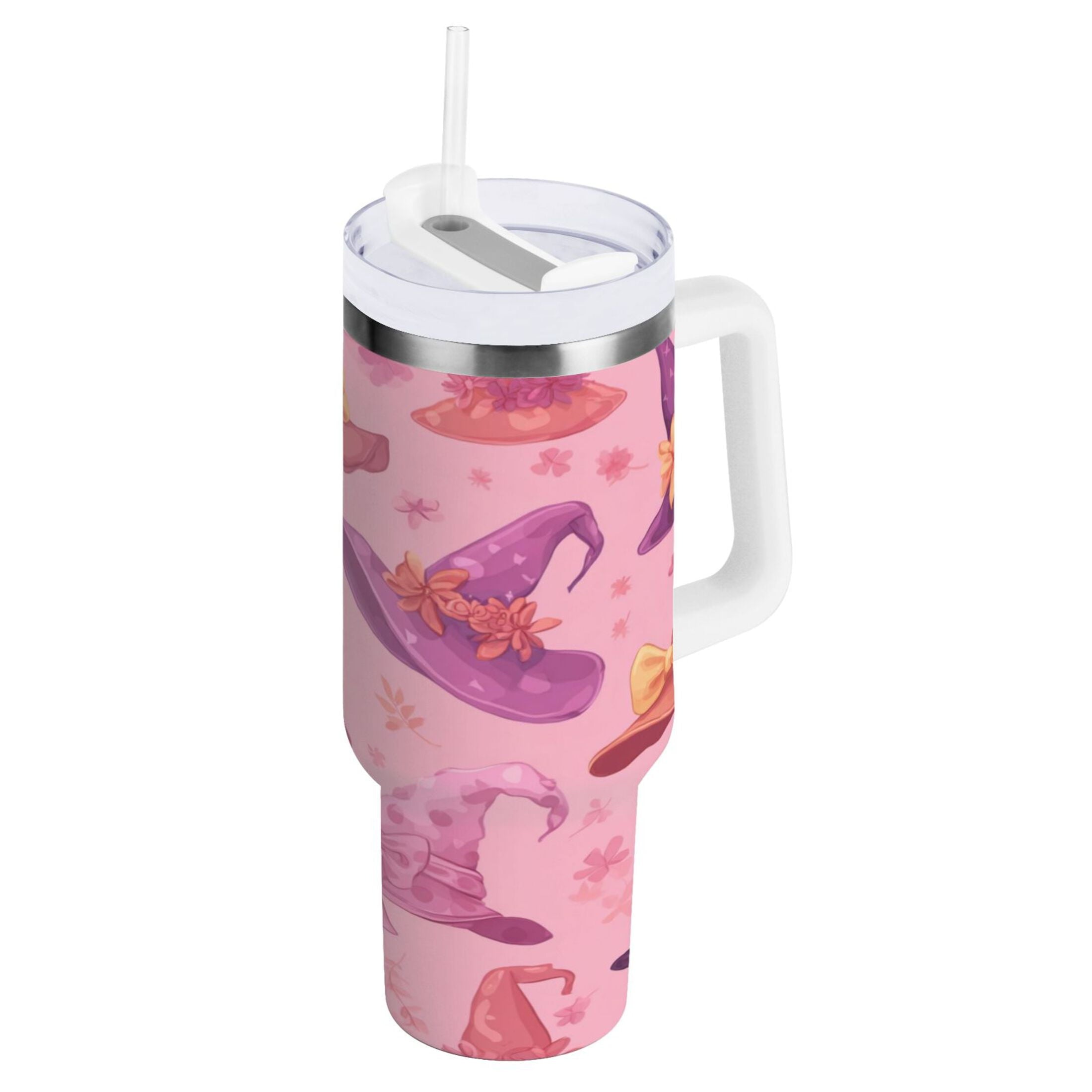 30 oz Insulated Stainless Steel Tumbler Double Wall Stainless Steel Tumbler with 2-Way Drinking Colorful Hat Pattern RWP1