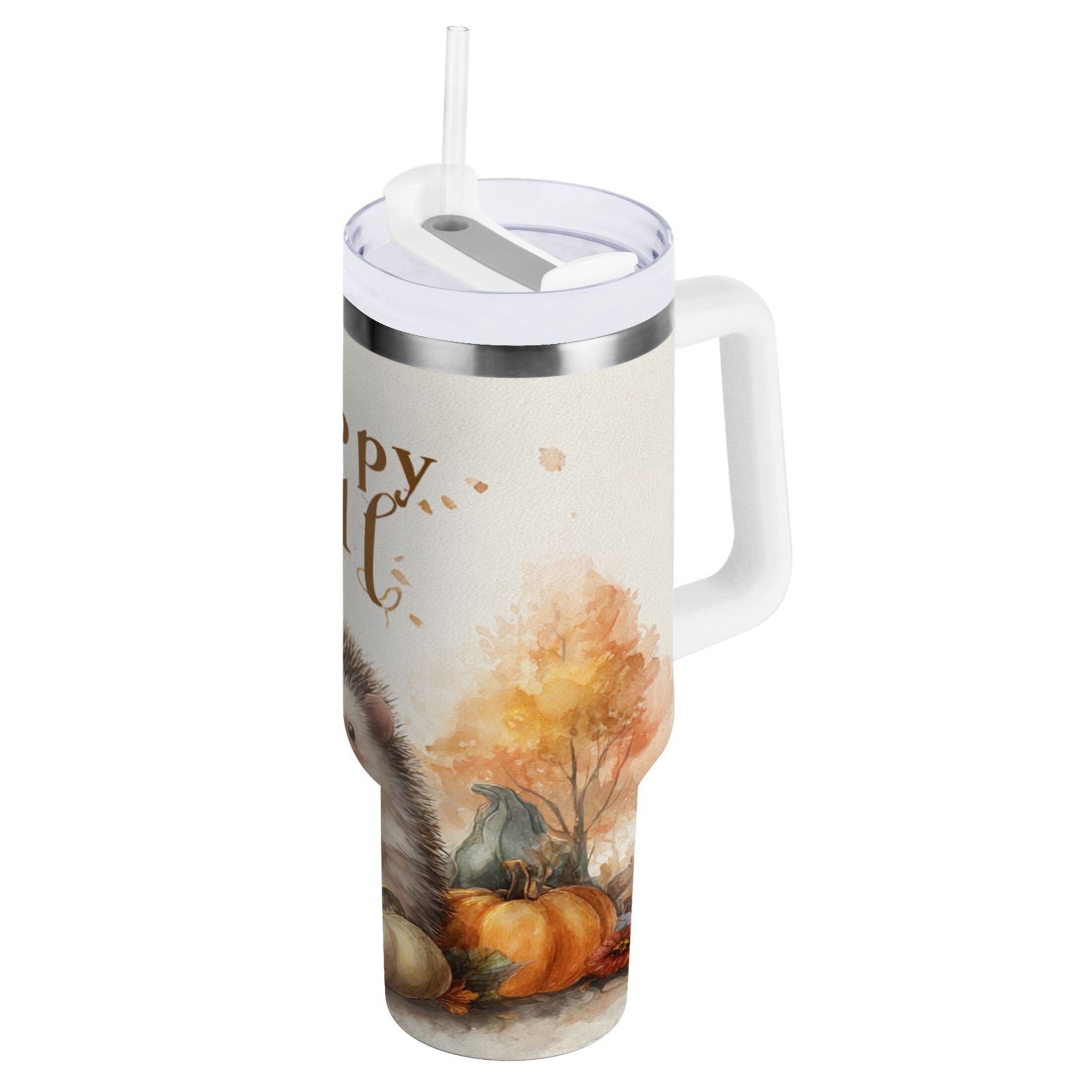 30 oz Insulated Stainless Steel Tumbler Double Wall Stainless Steel Tumbler with 2-Way Drinking Cute Little Hedgehog HPFD