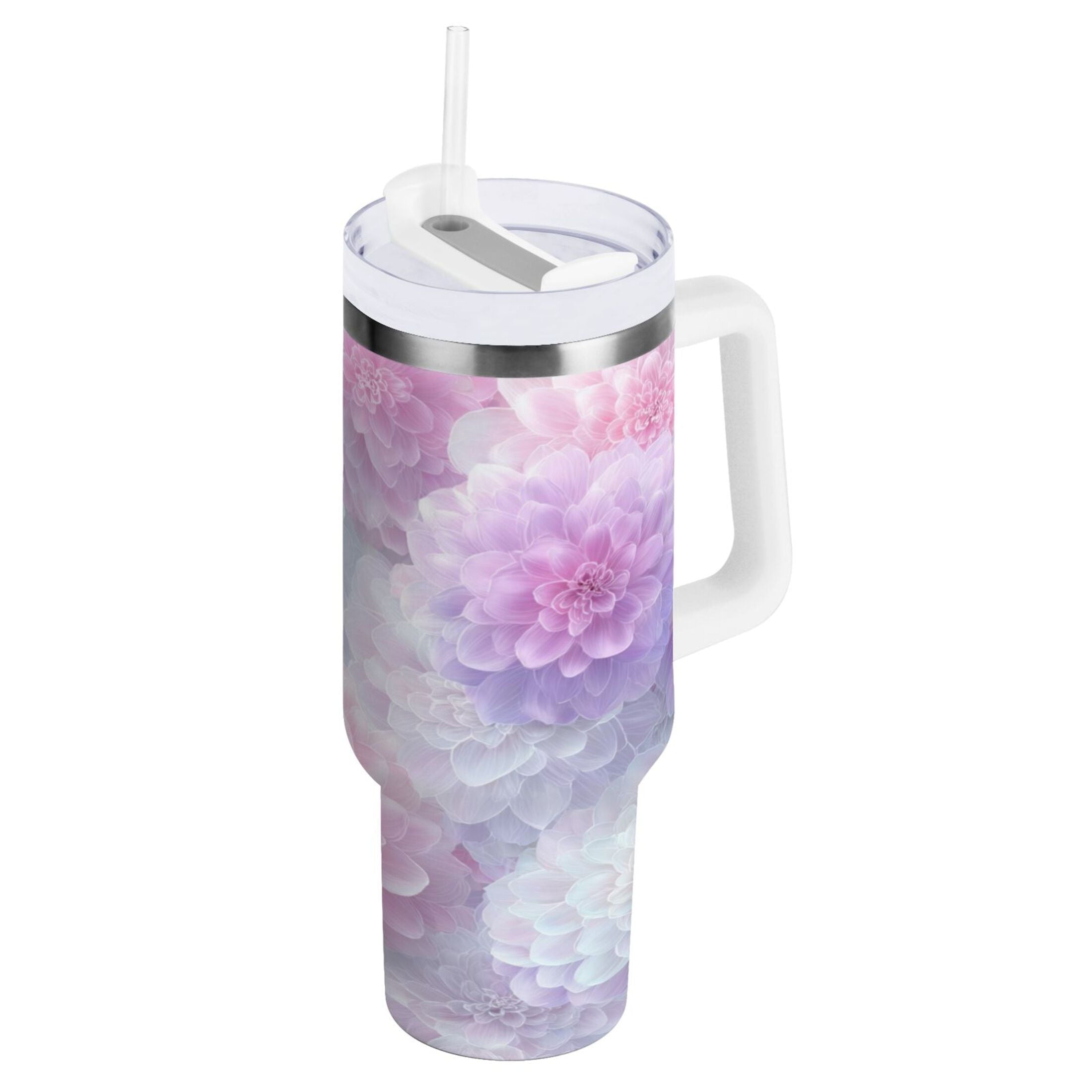 30 oz Insulated Stainless Steel Tumbler Double Wall Stainless Steel Tumbler with 2-Way Drinking Cute Pastel Watercolor Floral KG54