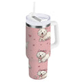 30 oz Insulated Stainless Steel Tumbler Double Wall Stainless Steel Tumbler with 2-Way Drinking Dogs Wearing Bows GEU1