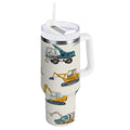 30 oz Insulated Stainless Steel Tumbler Double Wall Stainless Steel Tumbler with 2-Way Drinking Engineering Vehicle Pattern Z31E