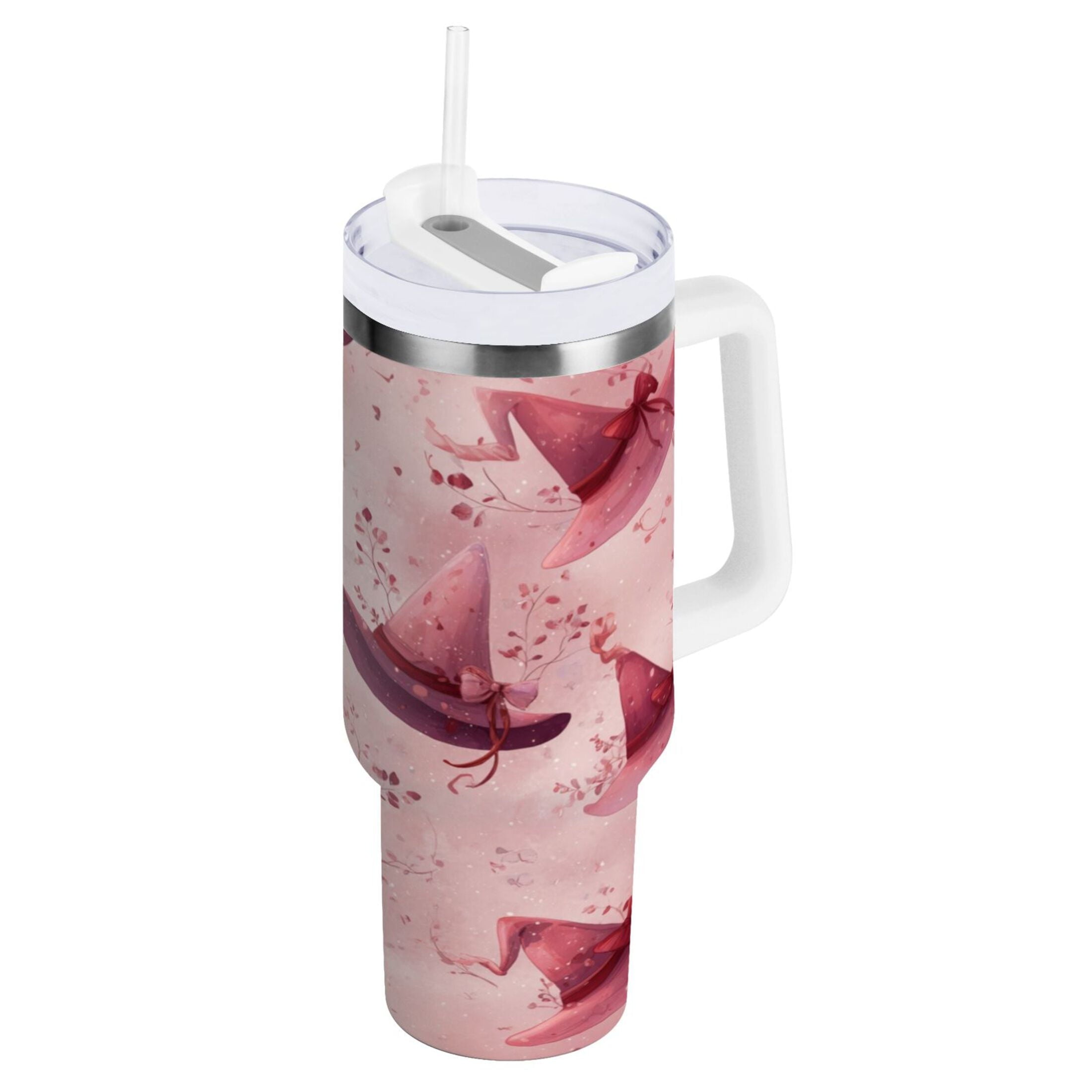 30 oz Insulated Stainless Steel Tumbler Double Wall Stainless Steel Tumbler with 2-Way Drinking Hats with Delicate Bows IGC0
