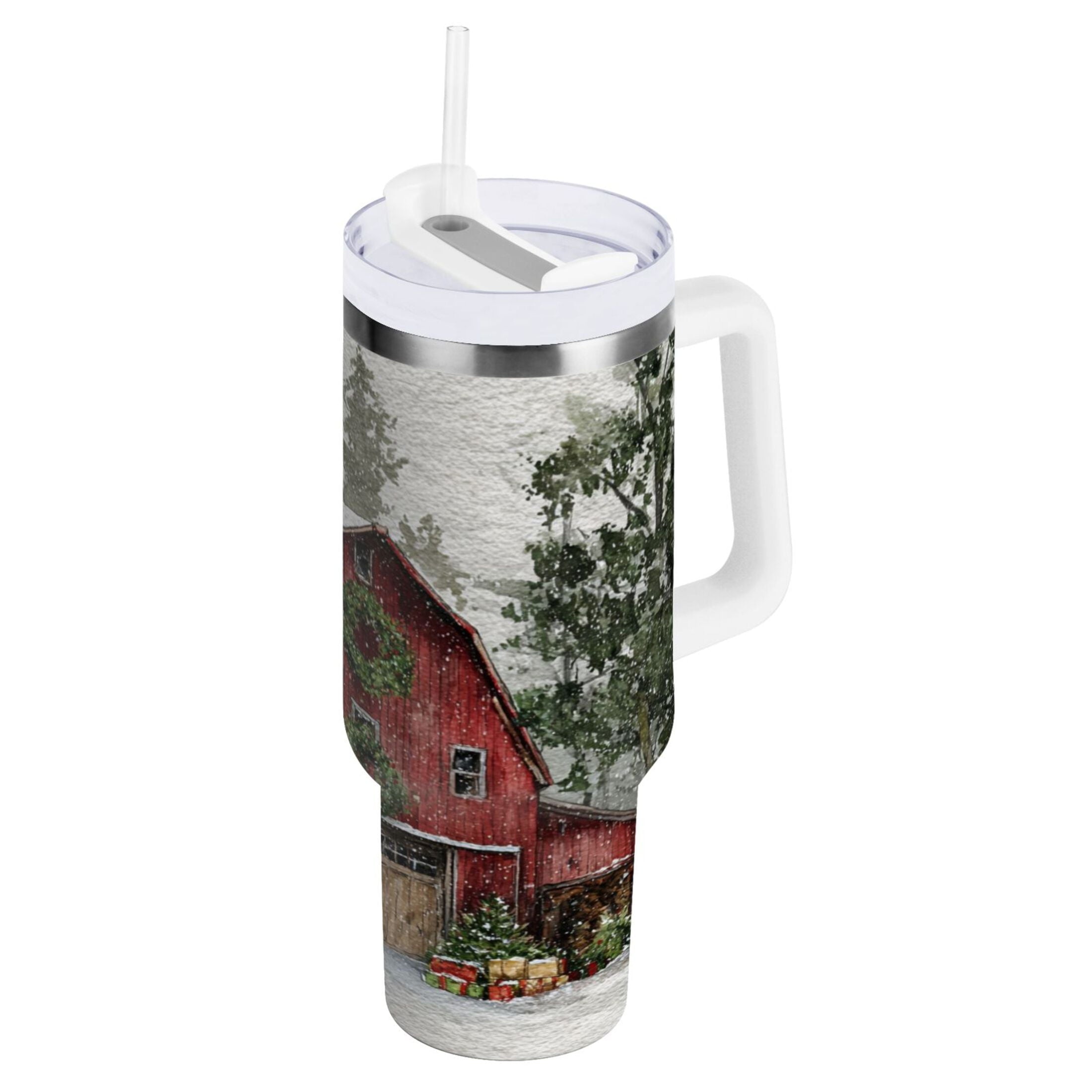 30 oz Insulated Stainless Steel Tumbler Double Wall Stainless Steel Tumbler with 2-Way Drinking Old Red Barn RLCM