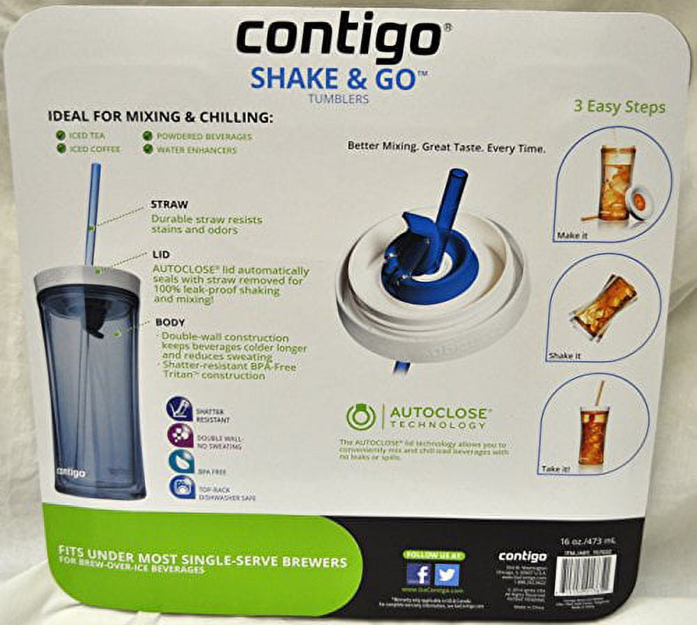 Contigo Shake &amp; Go Plastic Tumblers - Set of 3 (Lavender Orange &amp; Clear) LQOL