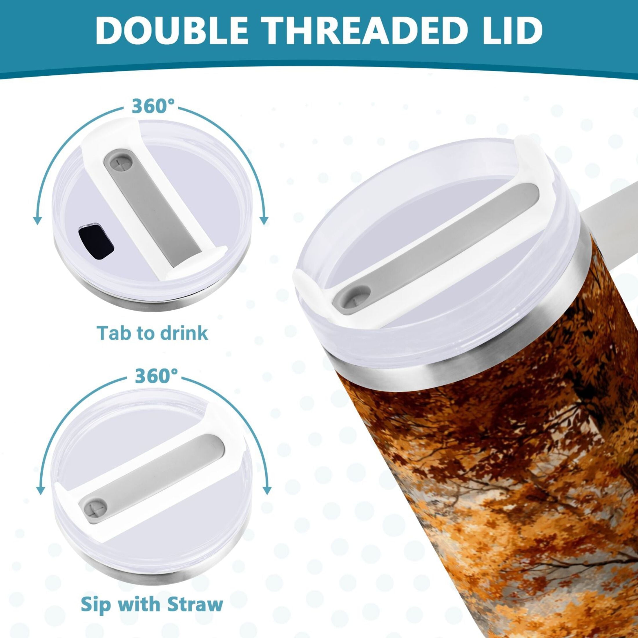 30 oz Insulated Stainless Steel Tumbler Double Wall Stainless Steel Tumbler with 2-Way Drinking Beautiful Autumn Forest PS6I