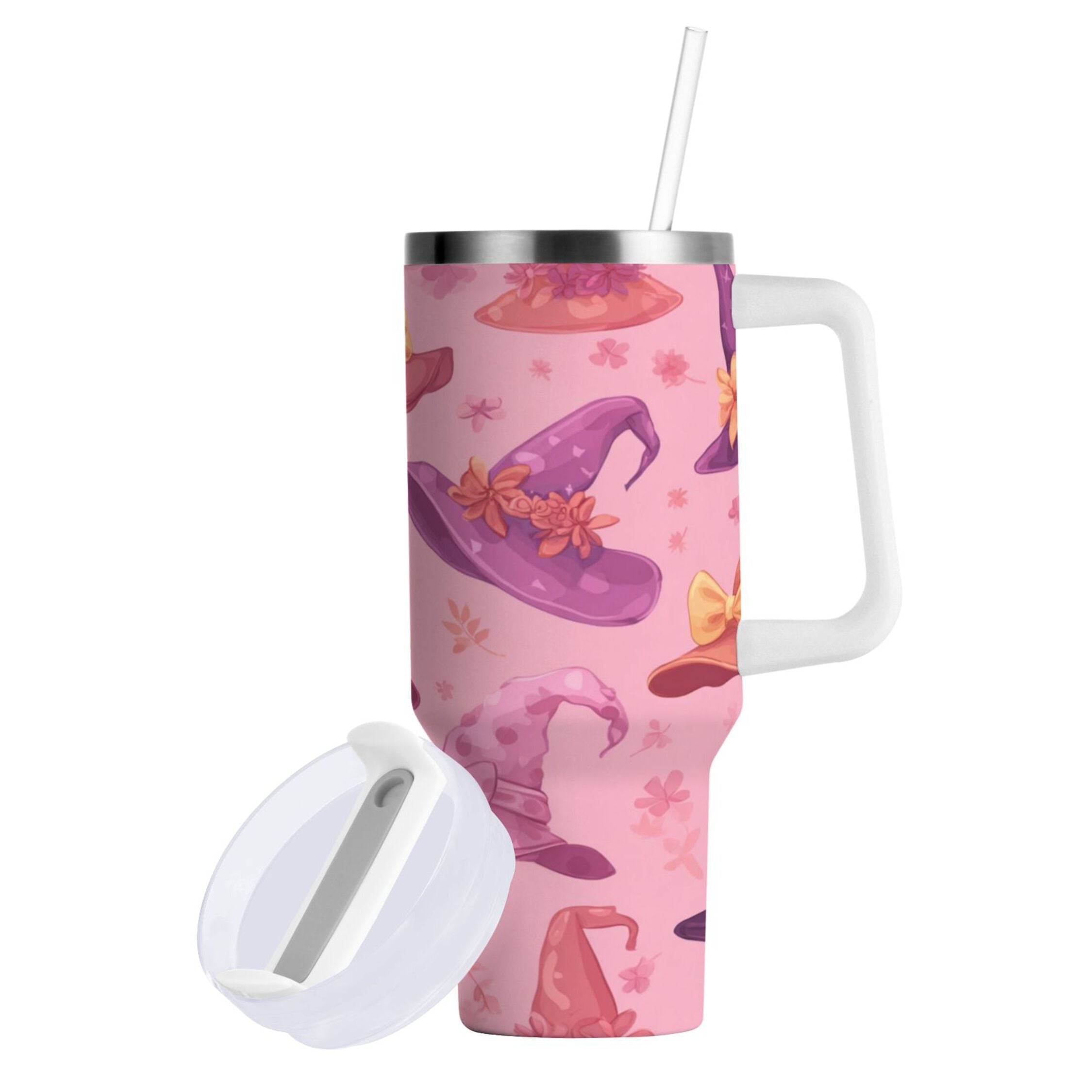 30 oz Insulated Stainless Steel Tumbler Double Wall Stainless Steel Tumbler with 2-Way Drinking Colorful Hat Pattern RWP1
