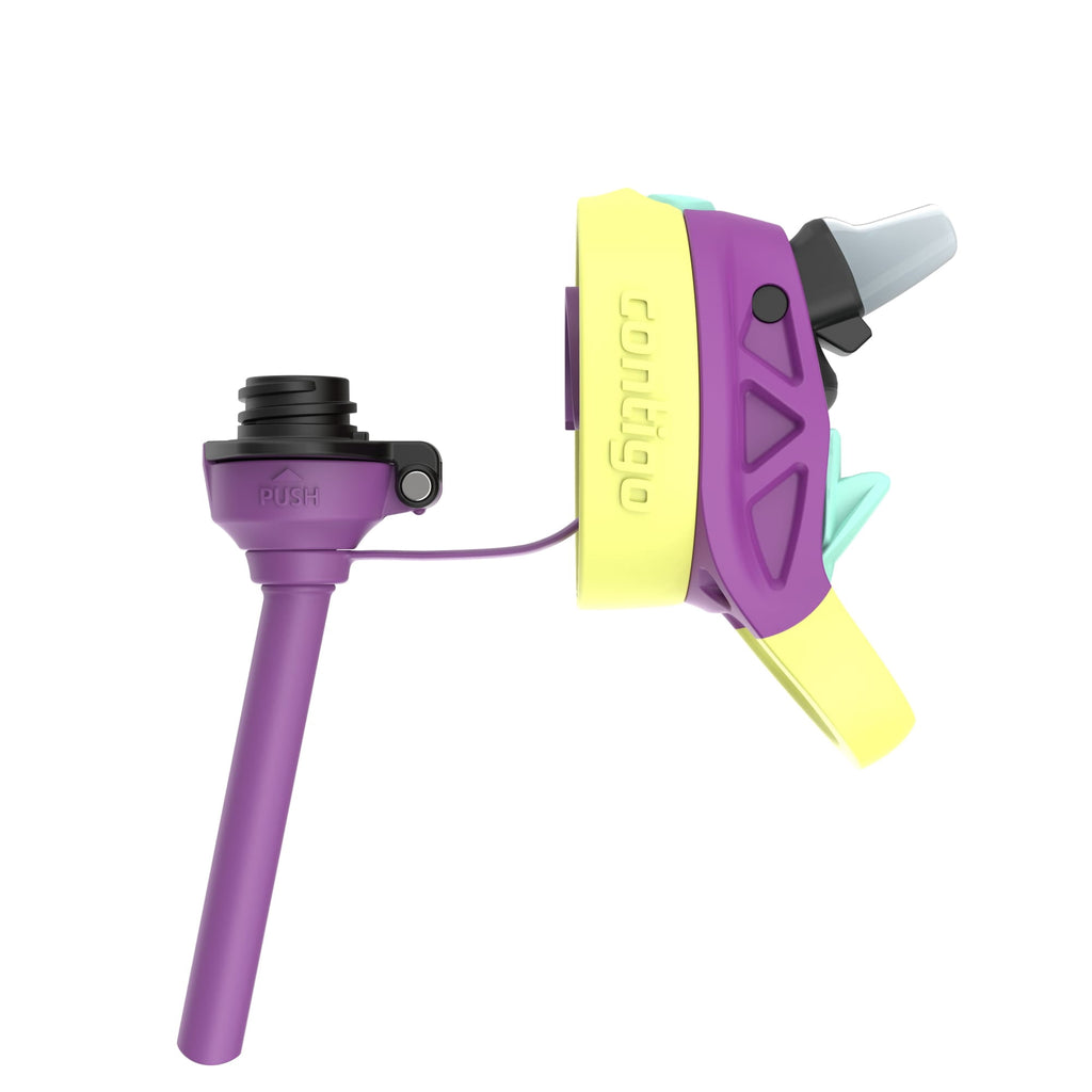 (4 pack) Contigo Kids Water Bottle with Redesigned AUTOSPOUT Straw, 14 oz, Grape Forest Haven 6GXT