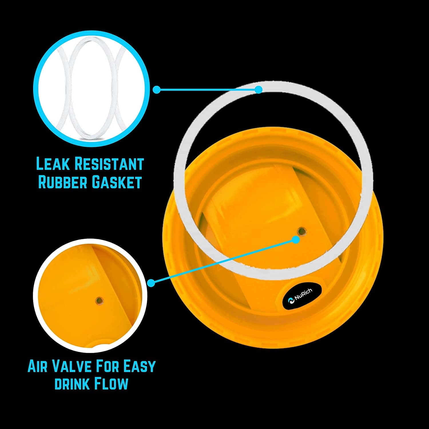NuRich Hydro Wide Mouth Flip and Sip Replacement Coffee Lid or Cap Accessories Compatible with Hydroflask, Nalgene, and Many More Top Water Bottle Brands Sizes 12 16 18 20 32 40 64 Ounce 8OXL