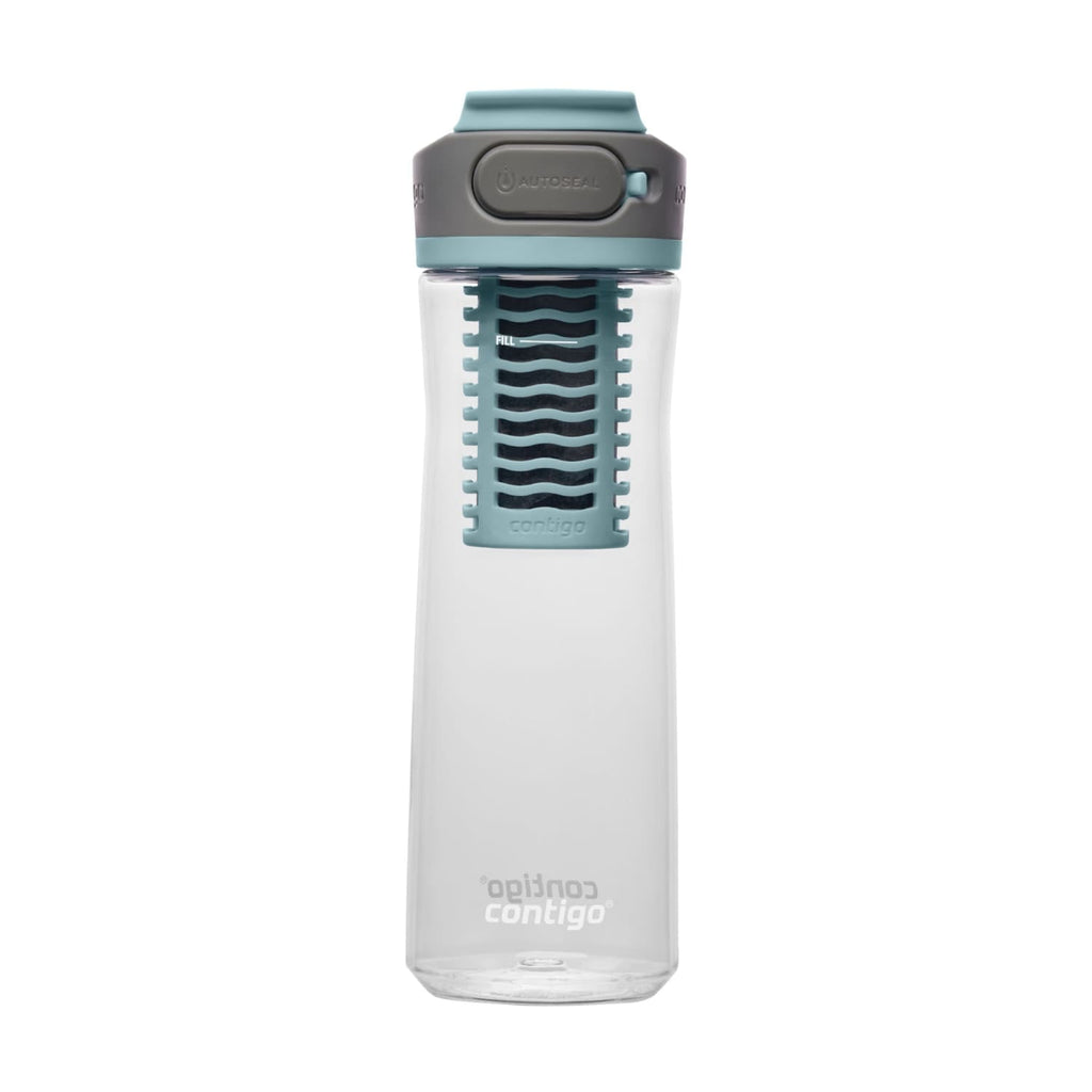 (2 pack) Contigo Clybourn Plastic FreeFlow Filter Water Bottle with AUTOSEAL Lid 24 oz., Salt, with Replacable Filter 4PBL