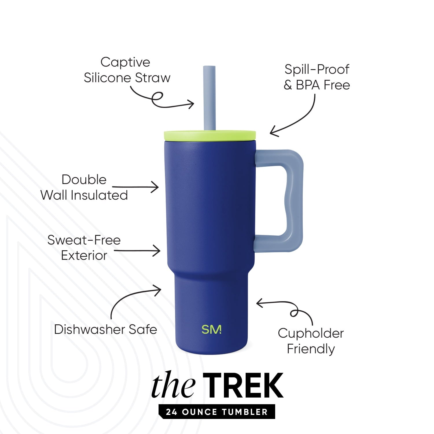 Simple Modern 24oz Trek Tumbler with handle and Silicone Straw Lid | Asteroid D763