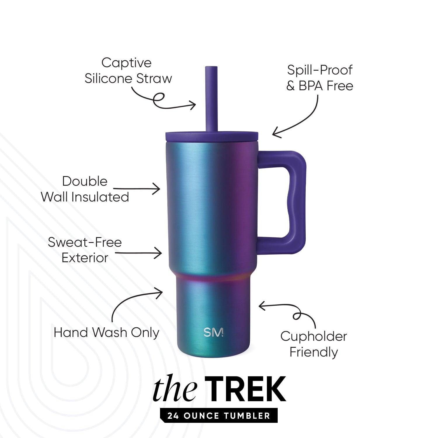 Simple Modern 24oz Trek Tumbler with handle and Silicone Straw Lid | Asteroid D763