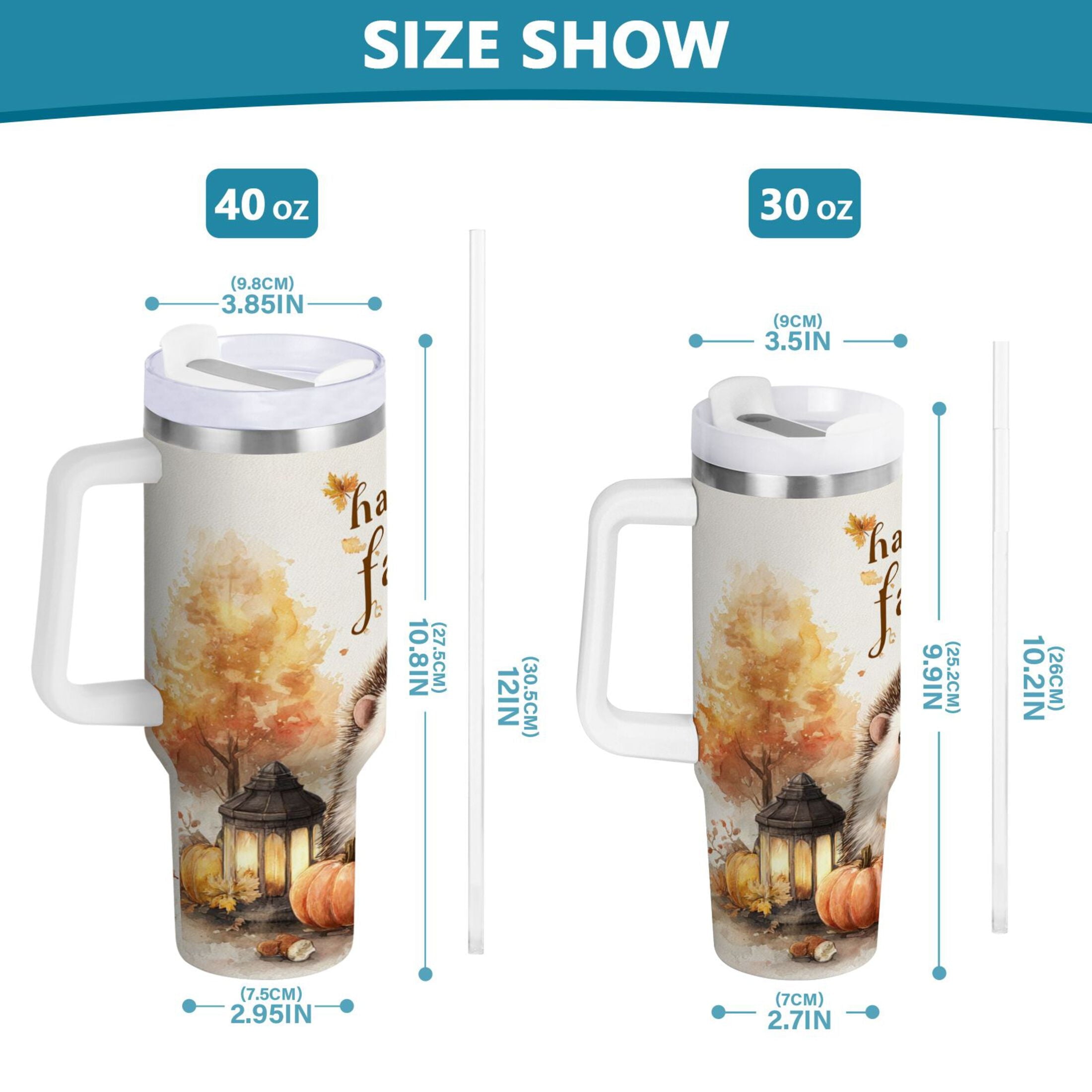 30 oz Insulated Stainless Steel Tumbler Double Wall Stainless Steel Tumbler with 2-Way Drinking Cute Little Hedgehog HPFD